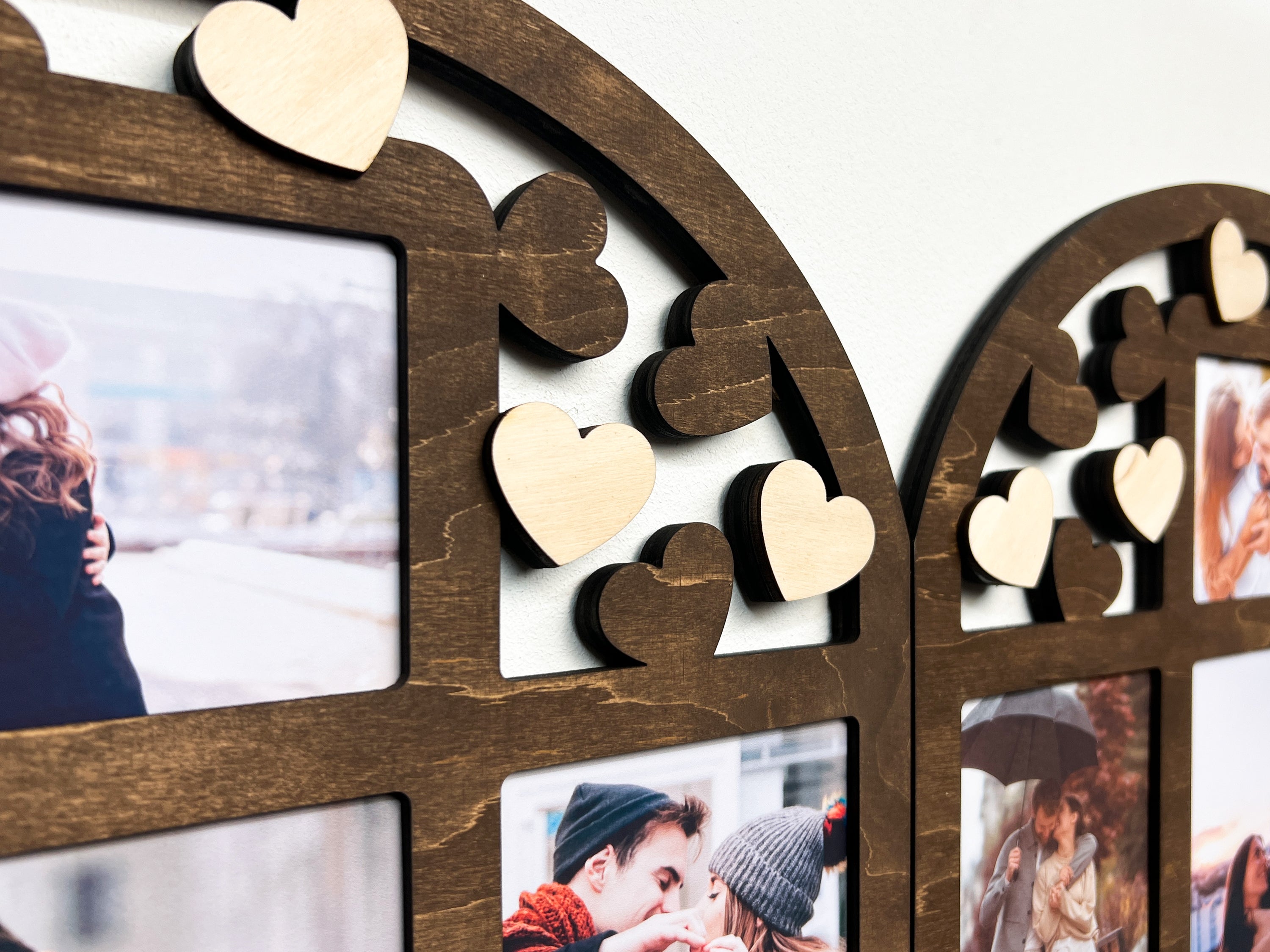 Personalized Heart Photo Collage – Wooden Couple Picture Frame for Love Story