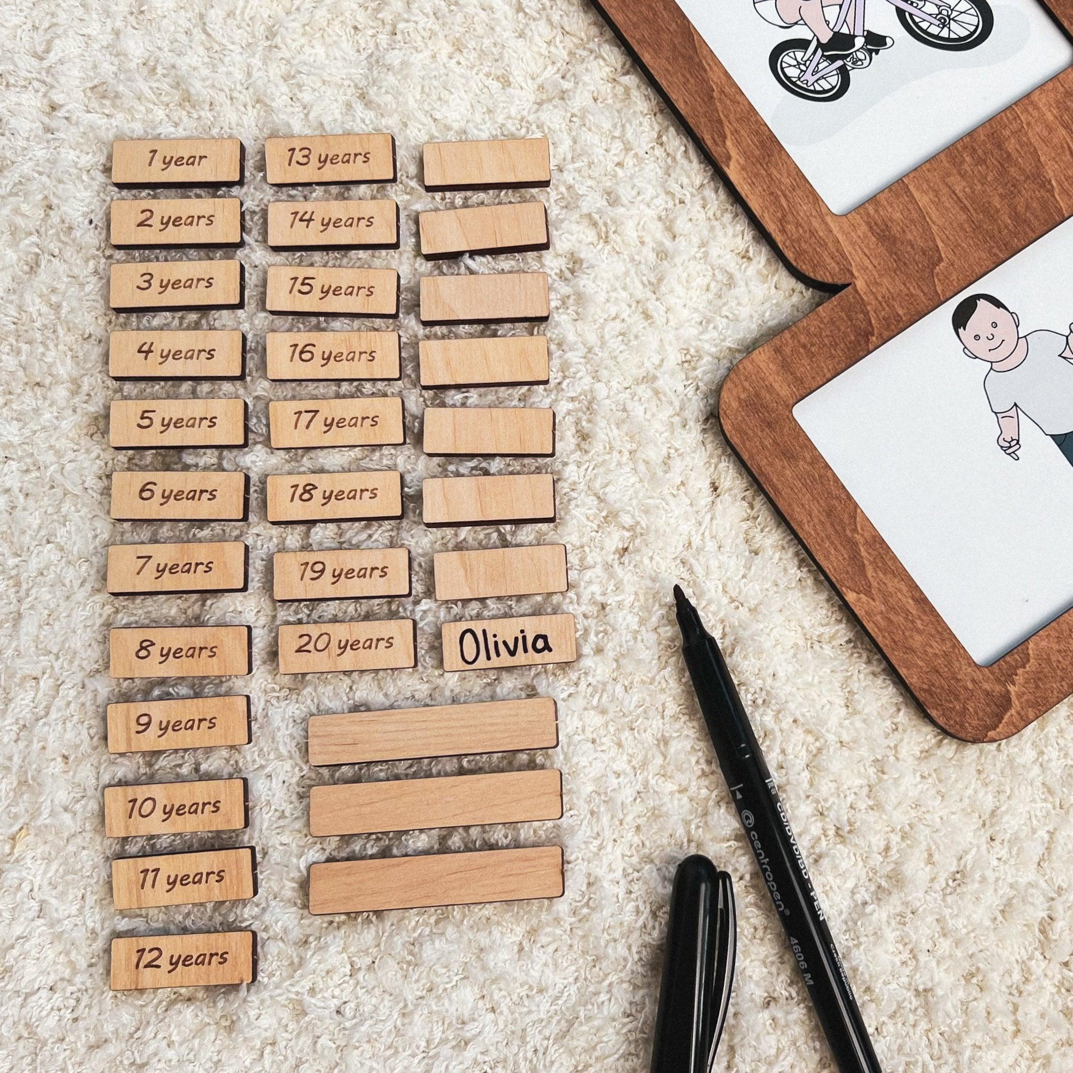 Sticker Set for Growth Chart Ruler | Wooden tags - The Frame Depot