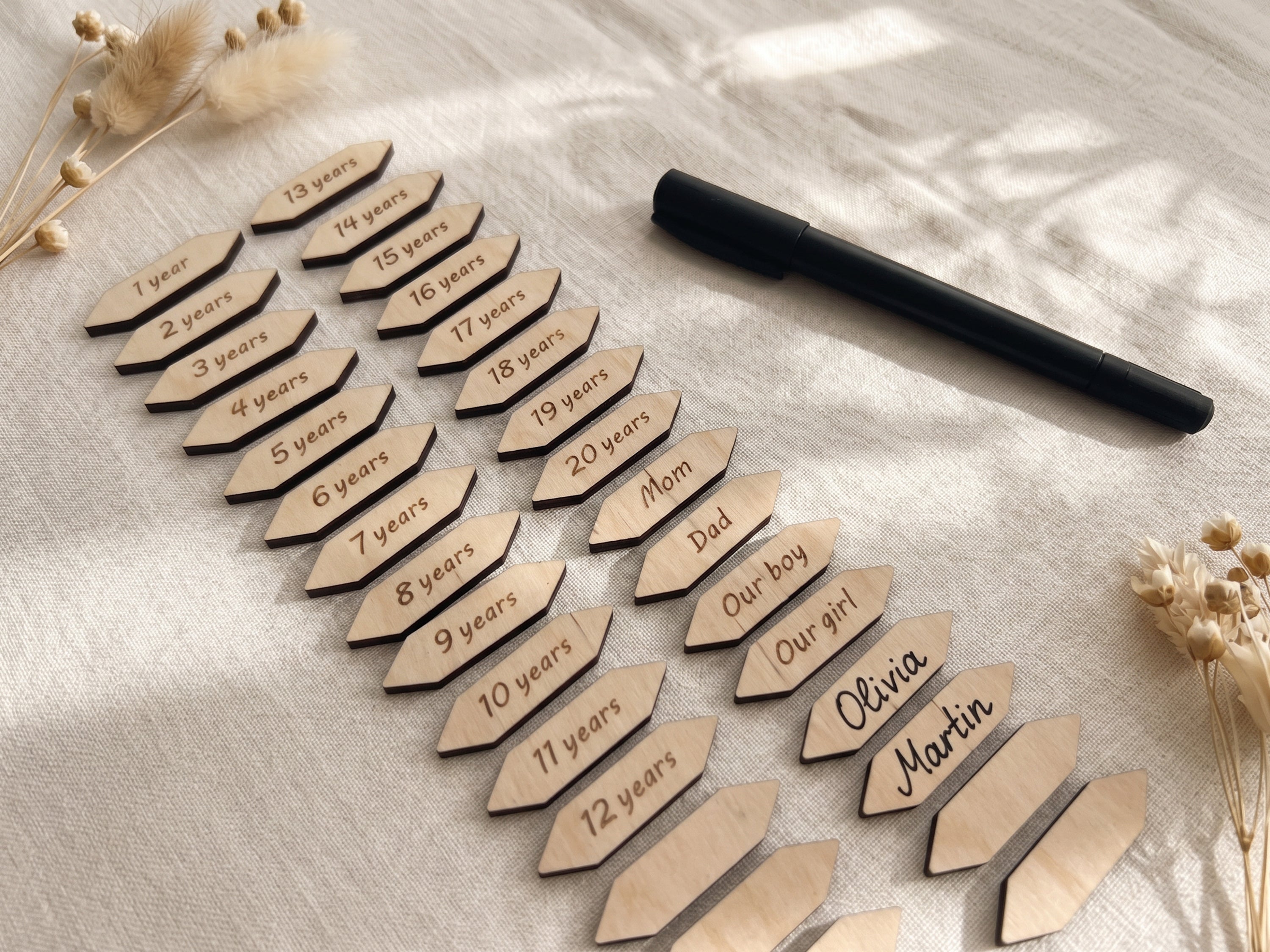 Sticker Set for Growth Chart Ruler | Wooden tags