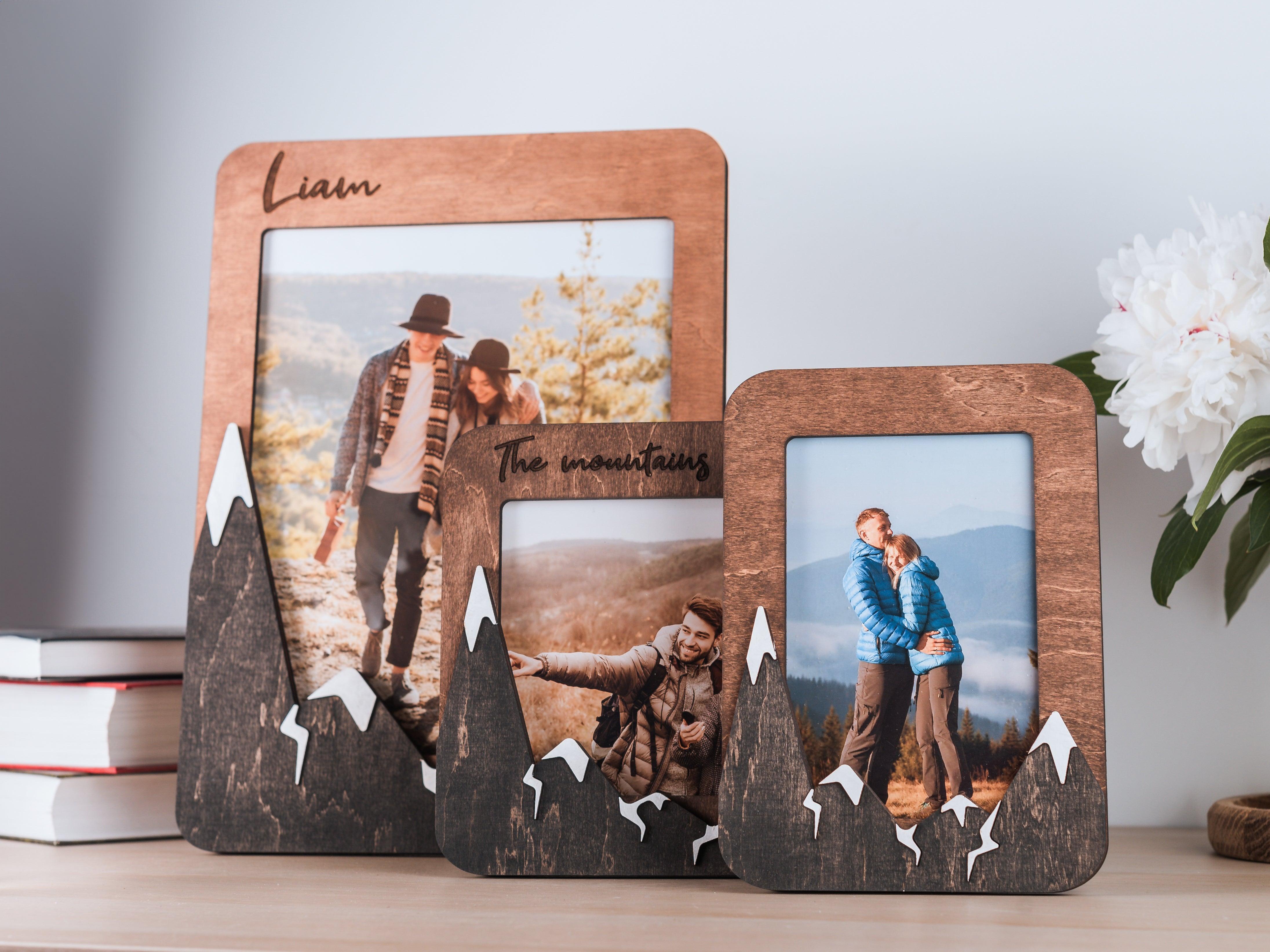 Personalized Mountain Picture Frame| Engraved Text | Custom Small Photo Frame - The Frame Depot