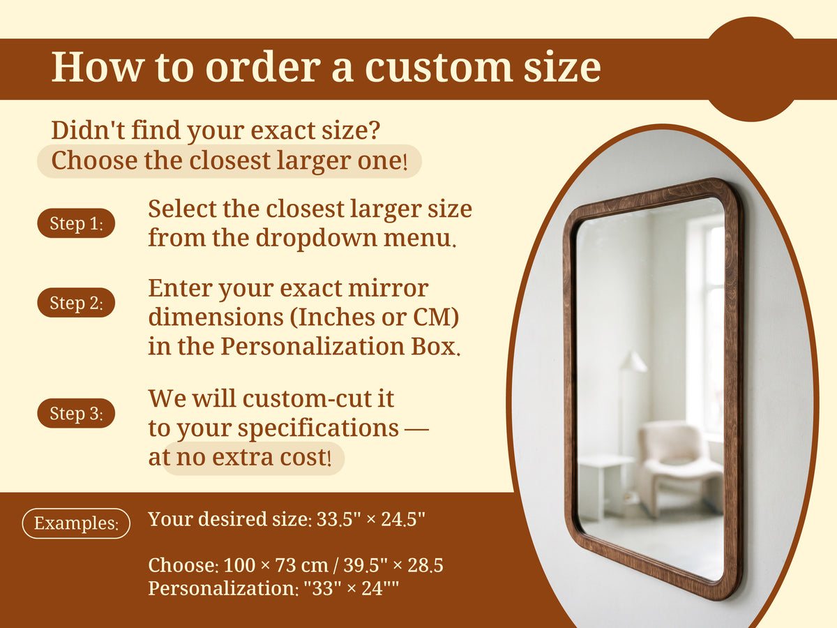 Rounded Rectangle Wall Mirror – Custom Size Wood Framed Mirror