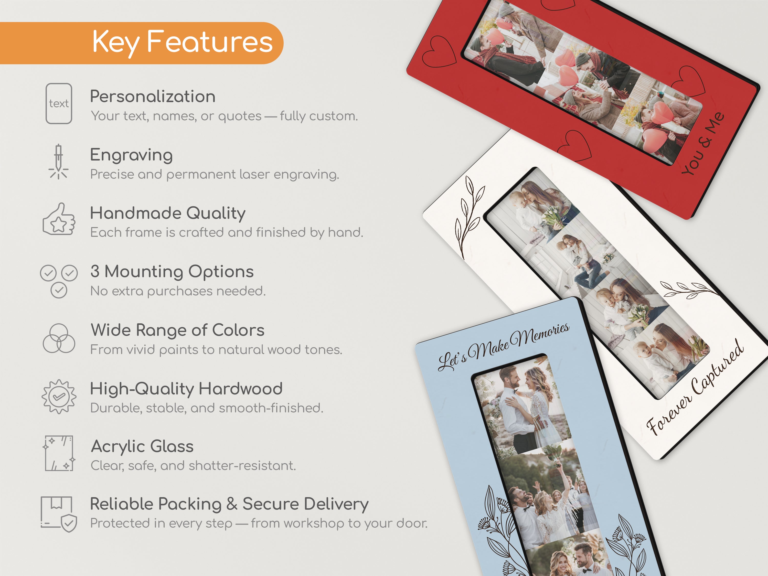 Photo Booth Strip Frame | Magnetic 2x6 Photo Display