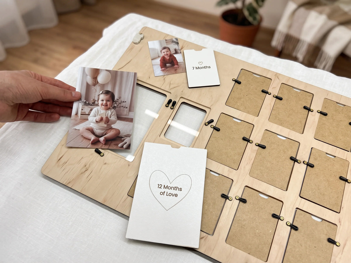 The Frame Depot personalized wooden baby first year monthly milestone photo collage frame