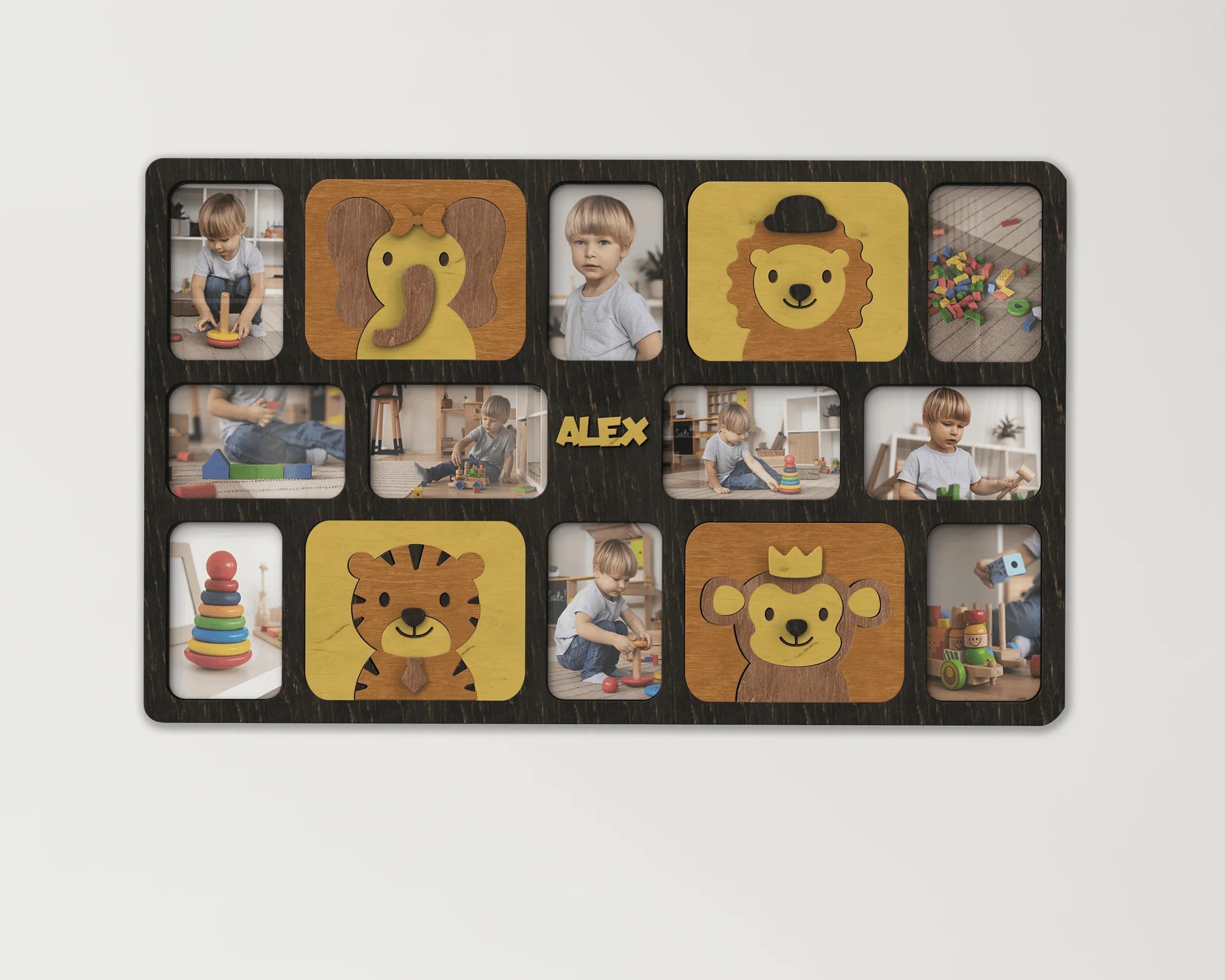 Personalized playroom collage | Photo frame with animals - The Frame Depot