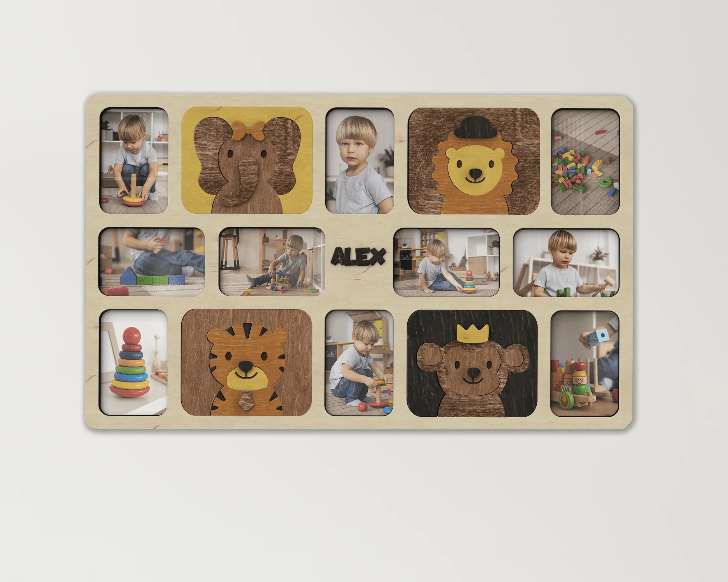 Personalized playroom collage | Photo frame with animals - The Frame Depot