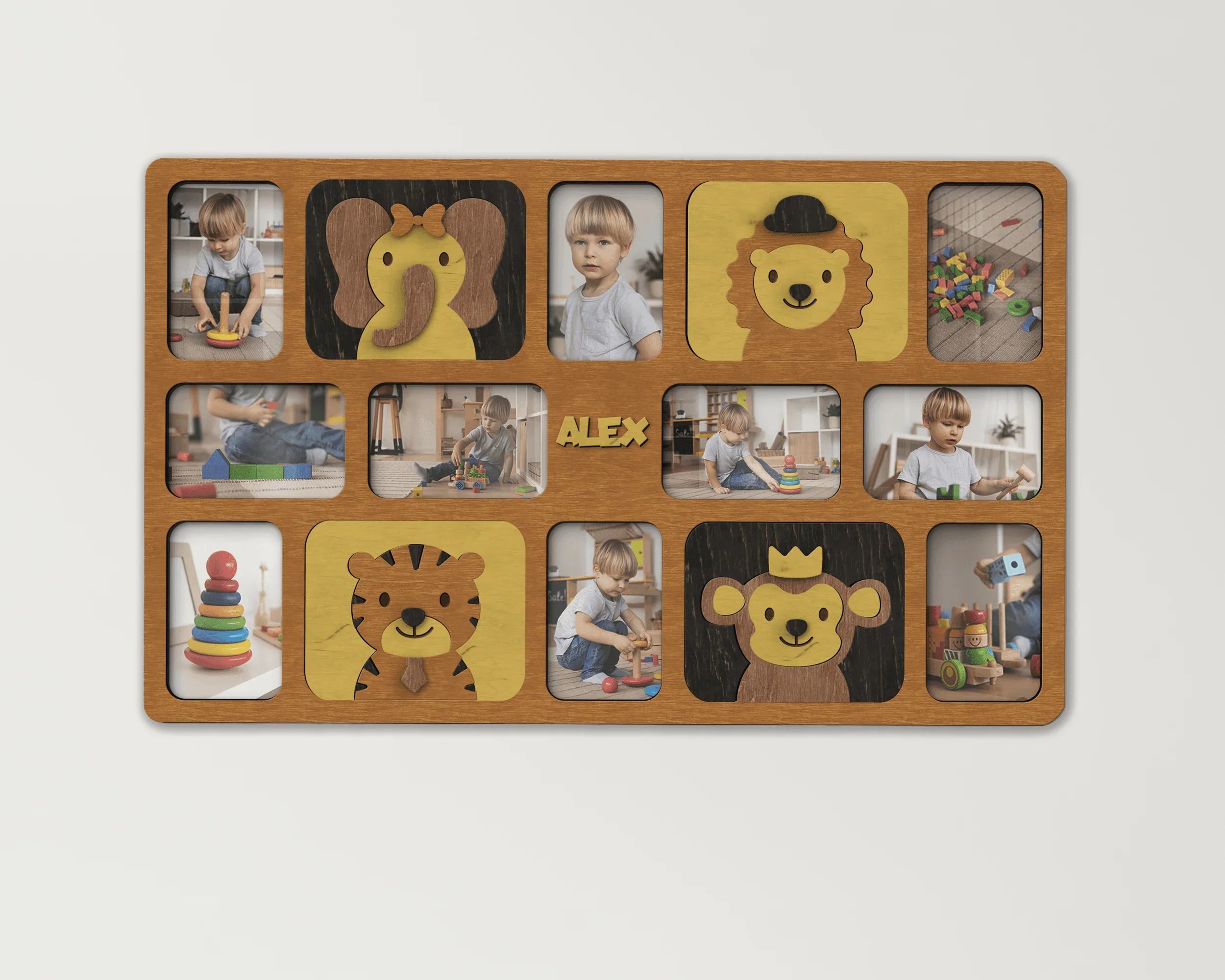 Personalized playroom collage | Photo frame with animals - The Frame Depot