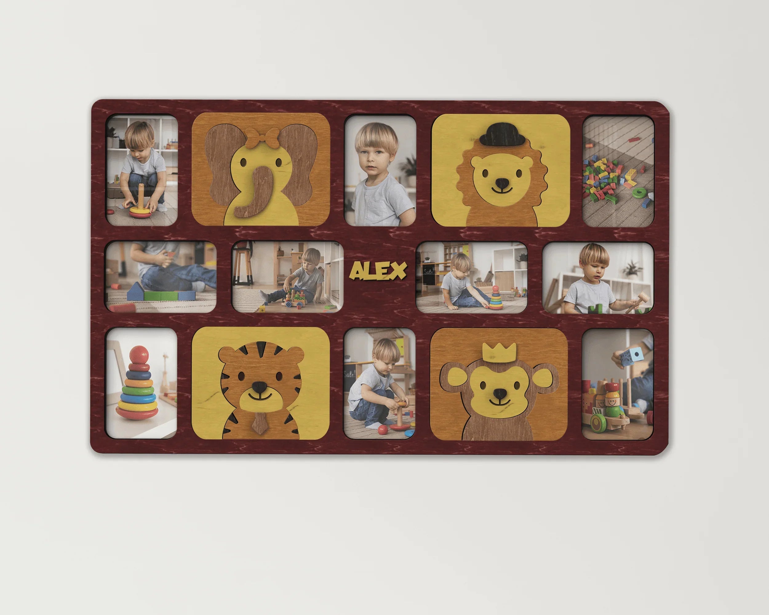Personalized playroom collage | Photo frame with animals - The Frame Depot
