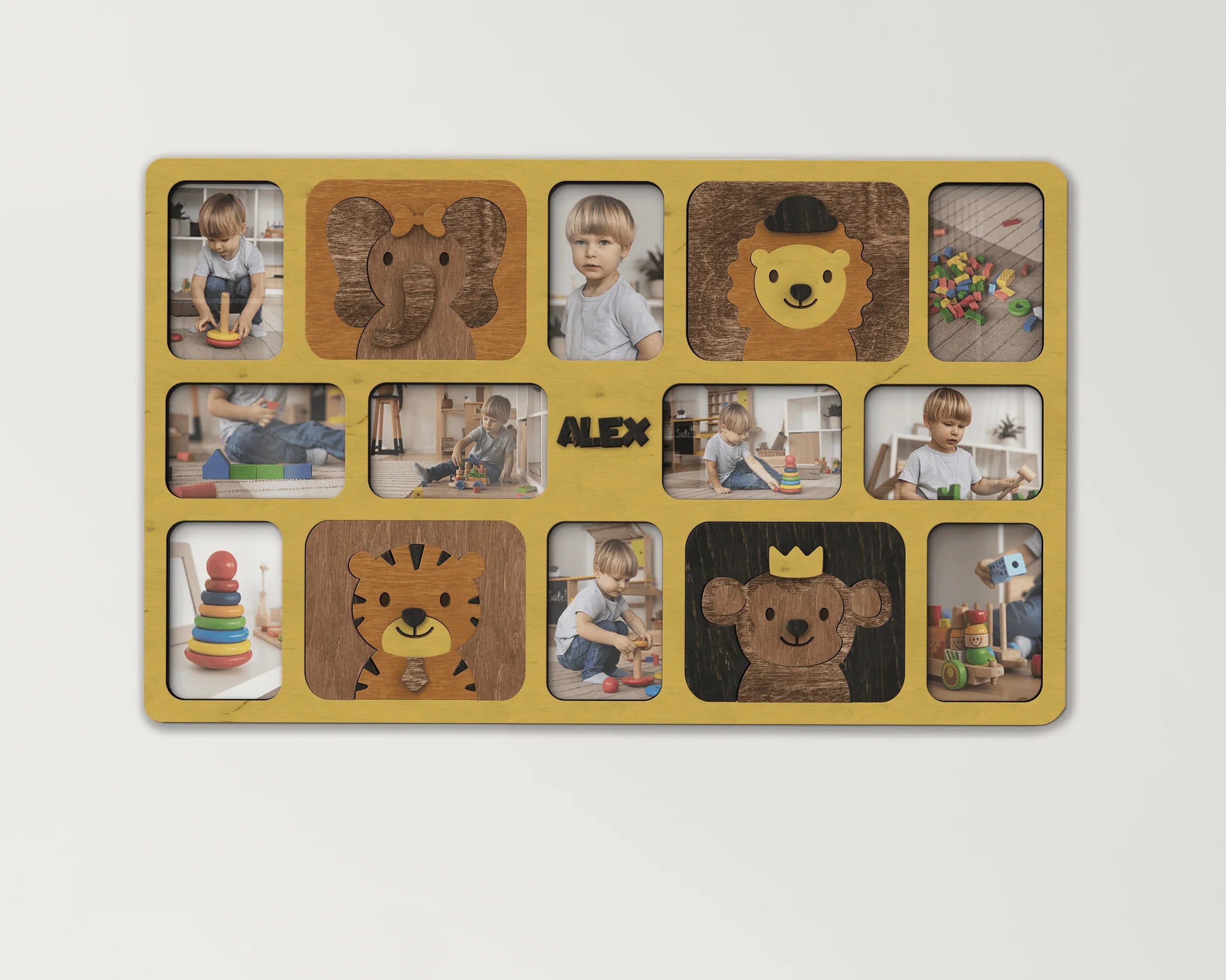 Personalized playroom collage | Photo frame with animals - The Frame Depot