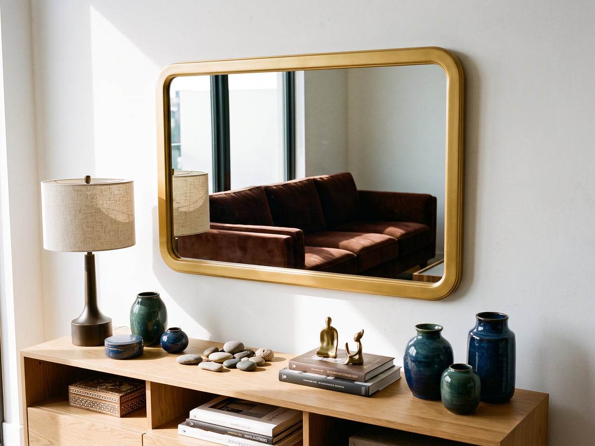 Rounded Rectangle Wall Mirror – Custom Size Wood Framed Mirror