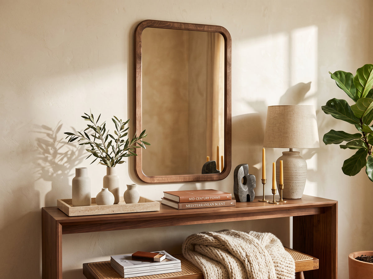 Rounded Rectangle Wall Mirror – Custom Size Wood Framed Mirror