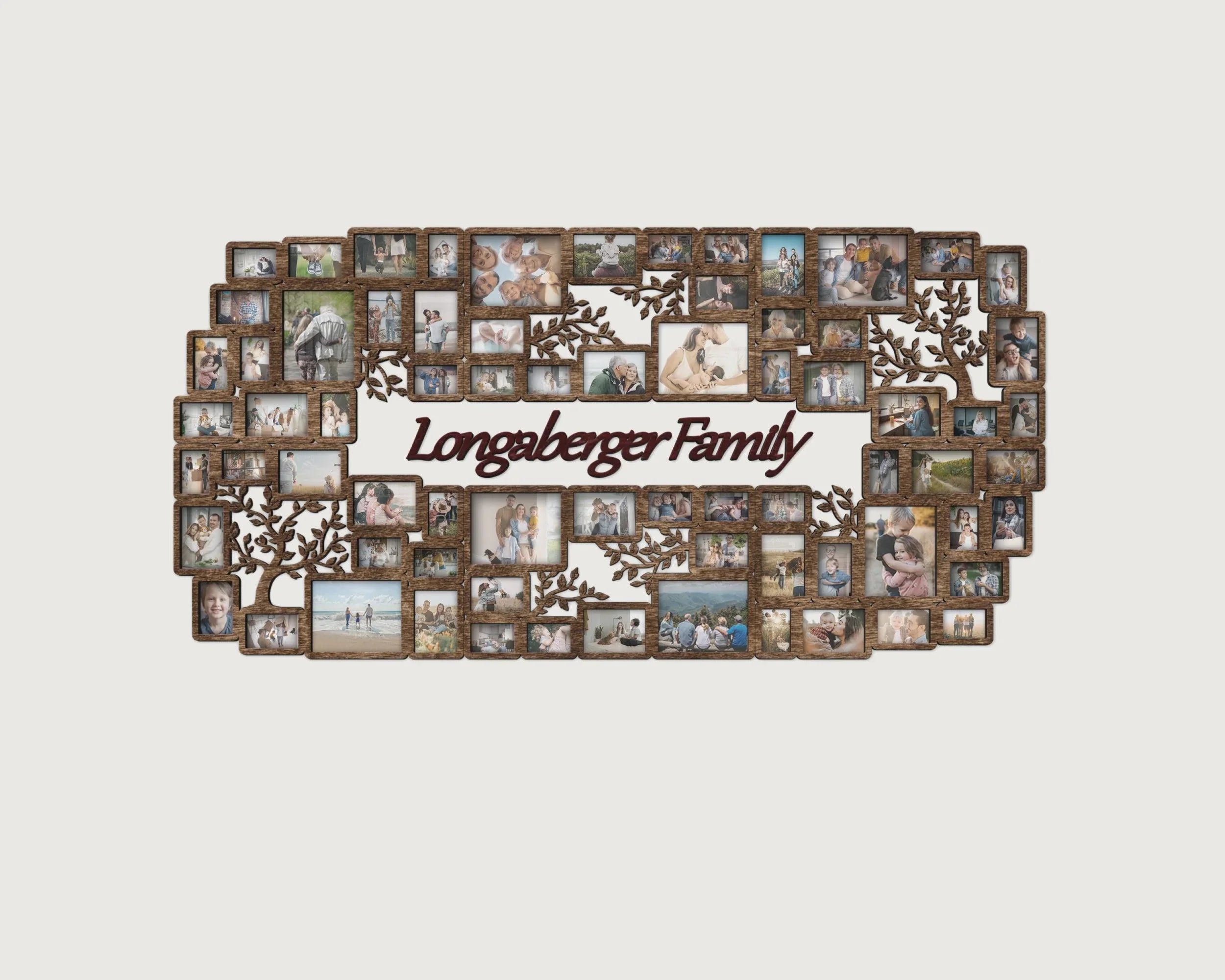 Personalized wooden picture frame collage XXXL wall centerpiece Large wall photo art Custom text Living room decor Family tree photo frame - The Frame Depot