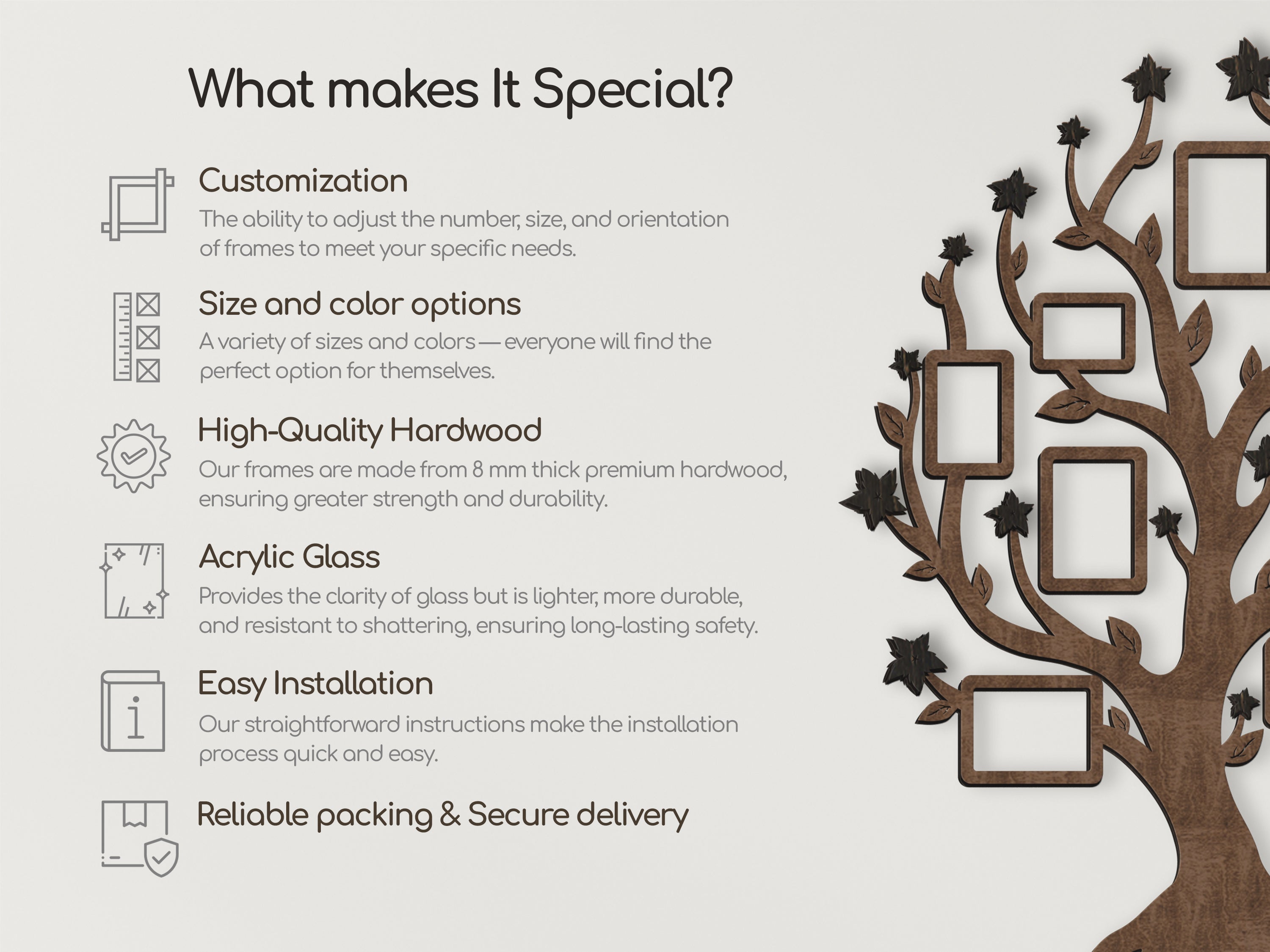 Wooden Family Tree Picture Collage | Photo collage with butterflies