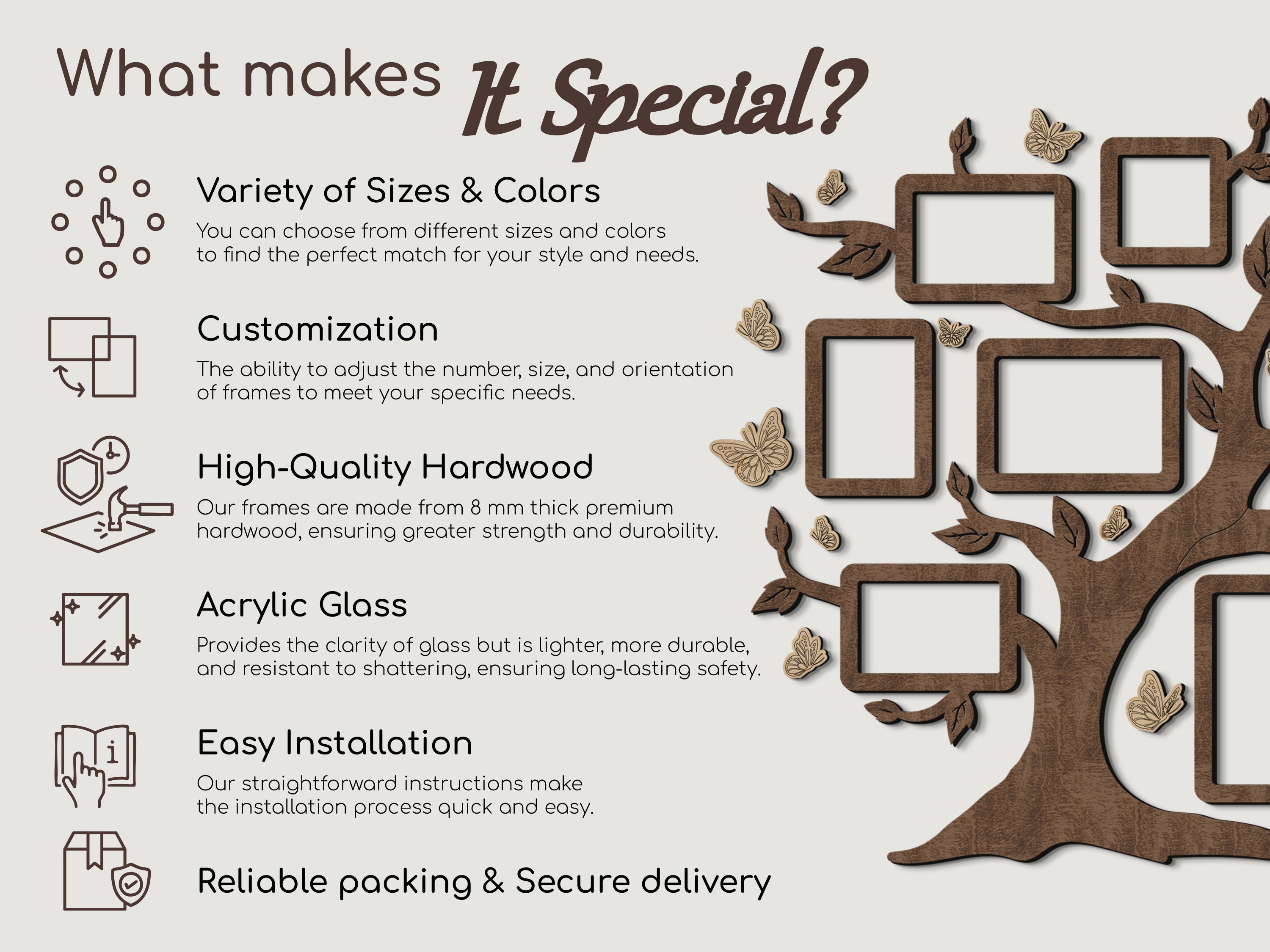 Personalized Family Tree with Butterfly | Photo Frame Collage