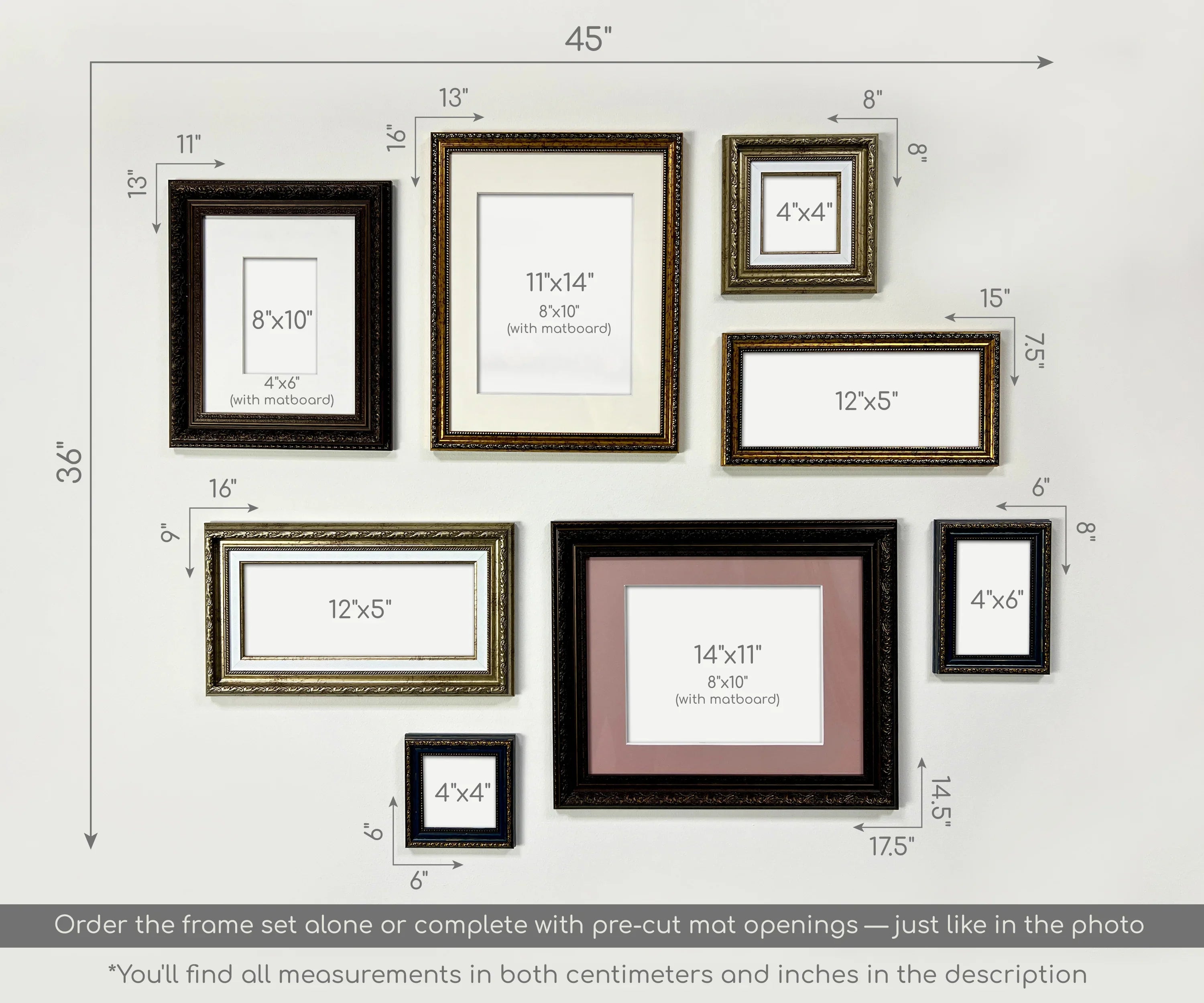 Brown & Gold Frames for Ornate Gallery Wall Frames Set