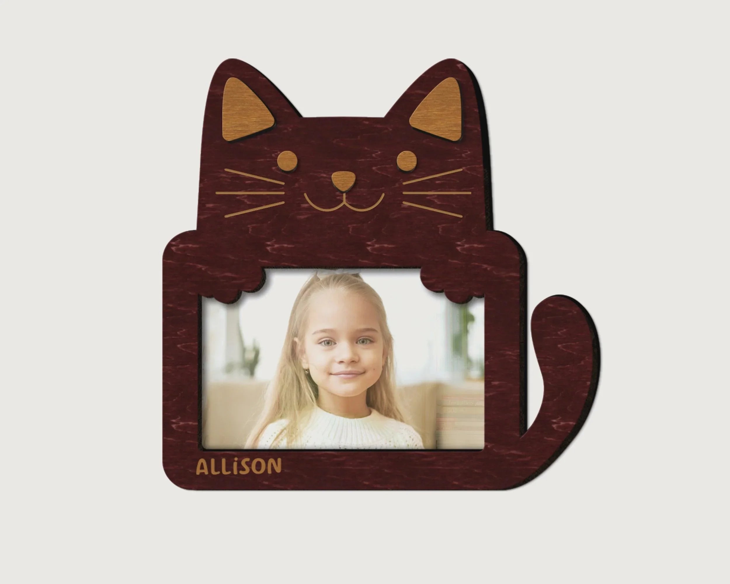 Personalized Cat Picture Frame | Wooden Kids Room Decor - The Frame Depot