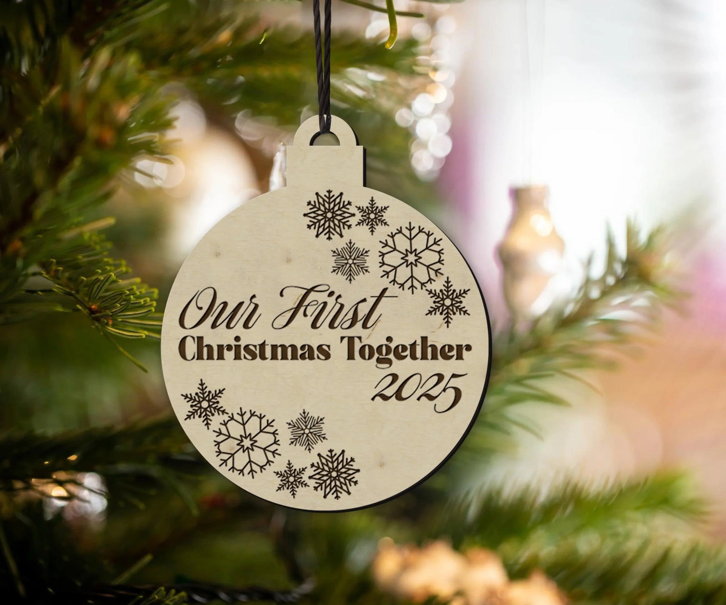 Personalized Christmas Tree Ornaments | Custom Engraved Text | Picture Frame - The Frame Depot
