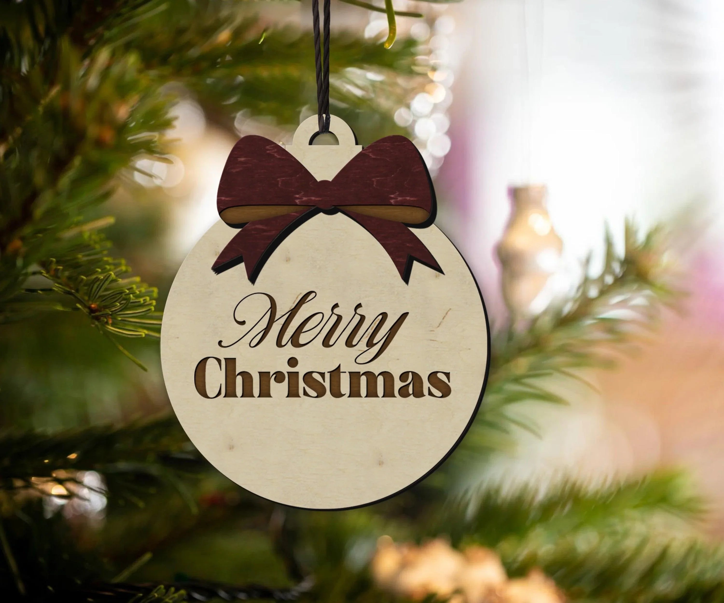 Personalized Christmas Tree Ornaments | Custom Engraved Text | Picture Frame - The Frame Depot