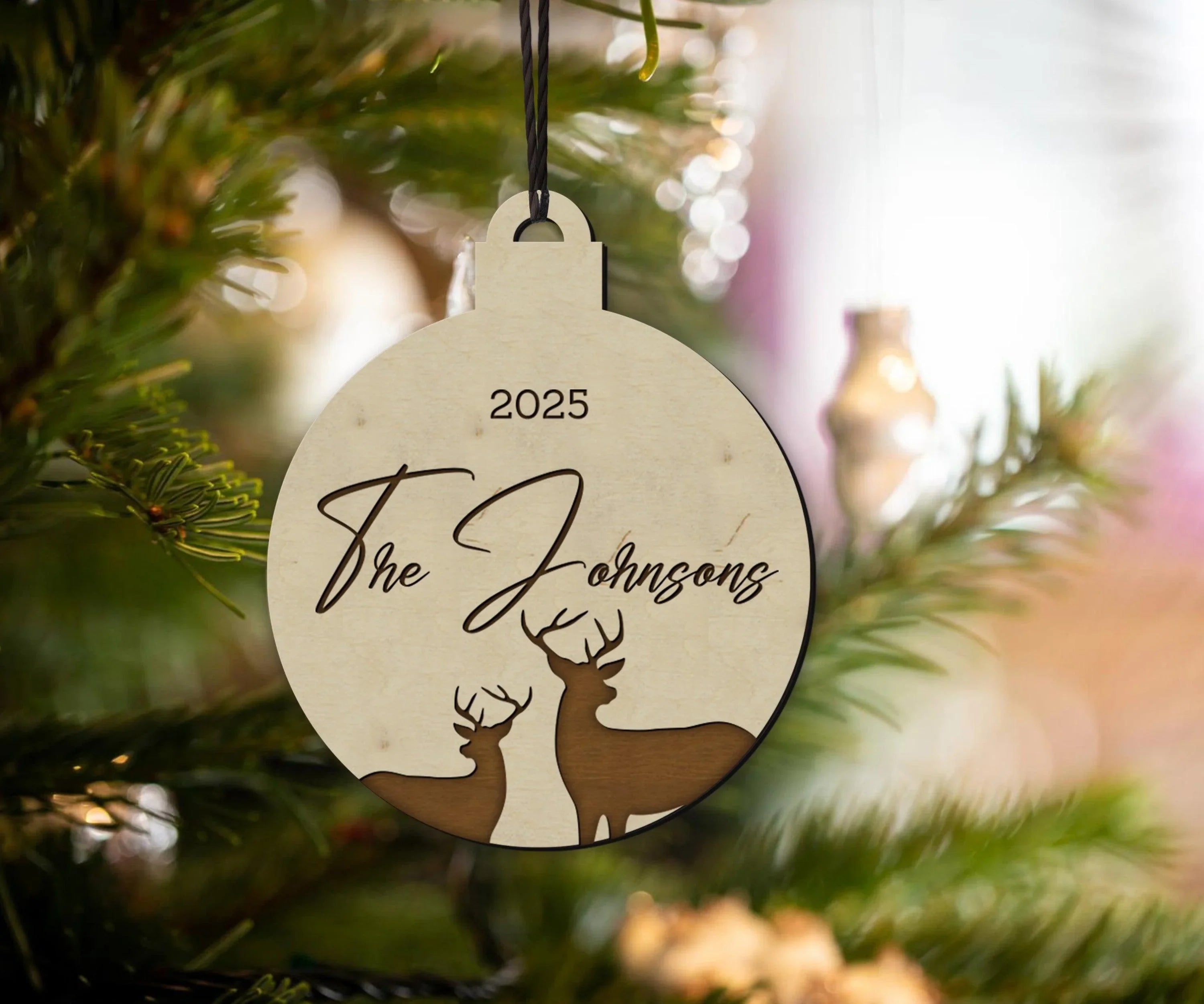 Personalized Christmas Tree Ornaments | Custom Engraved Text | Picture Frame - The Frame Depot