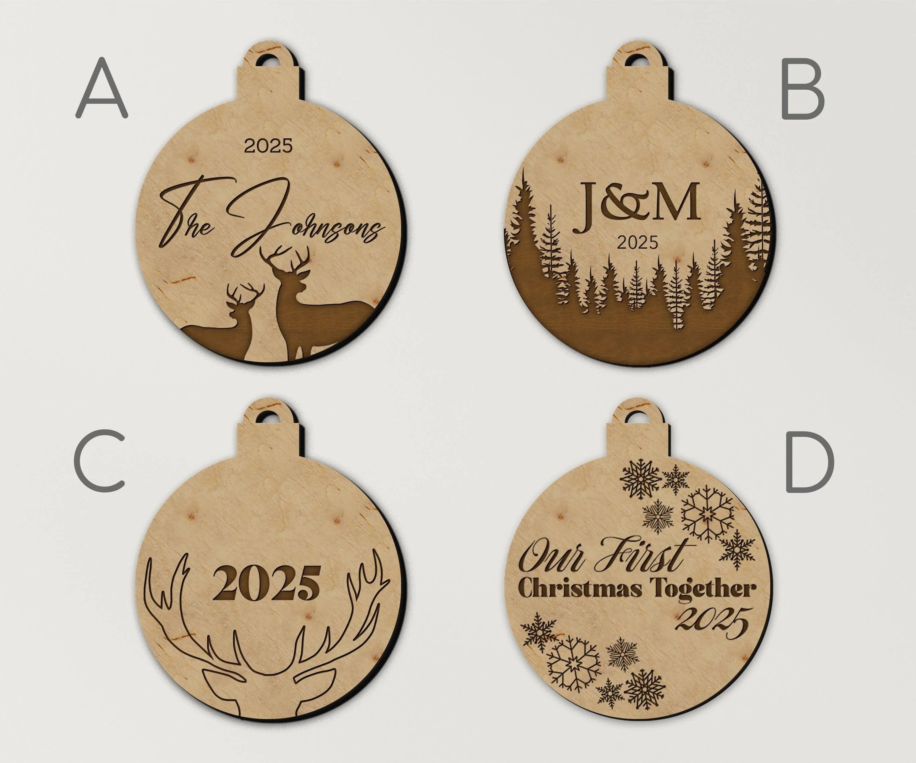 Personalized Christmas Tree Ornaments | Custom Engraved Text | Picture Frame - The Frame Depot