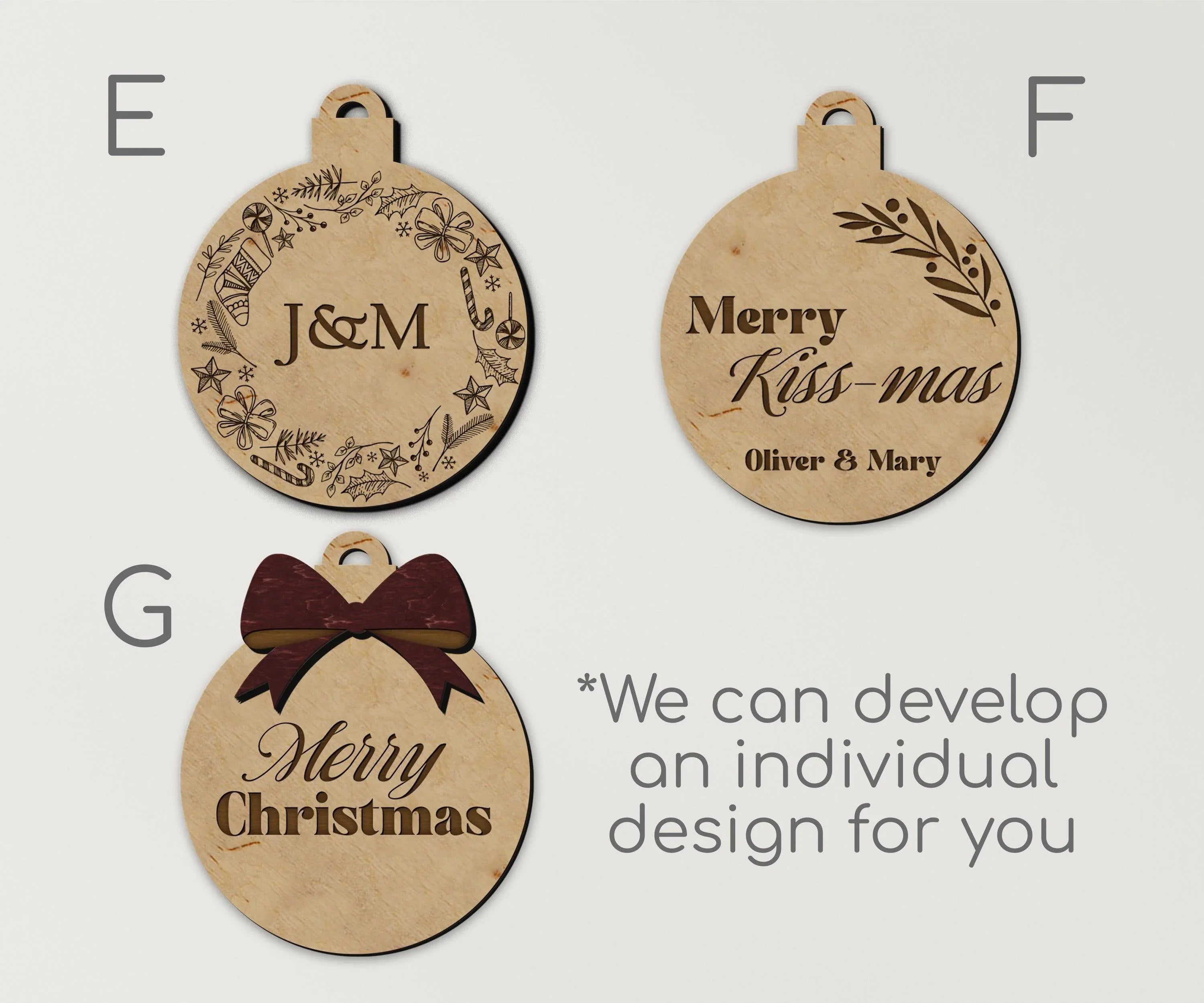 Personalized Christmas Tree Ornaments | Custom Engraved Text | Picture Frame - The Frame Depot