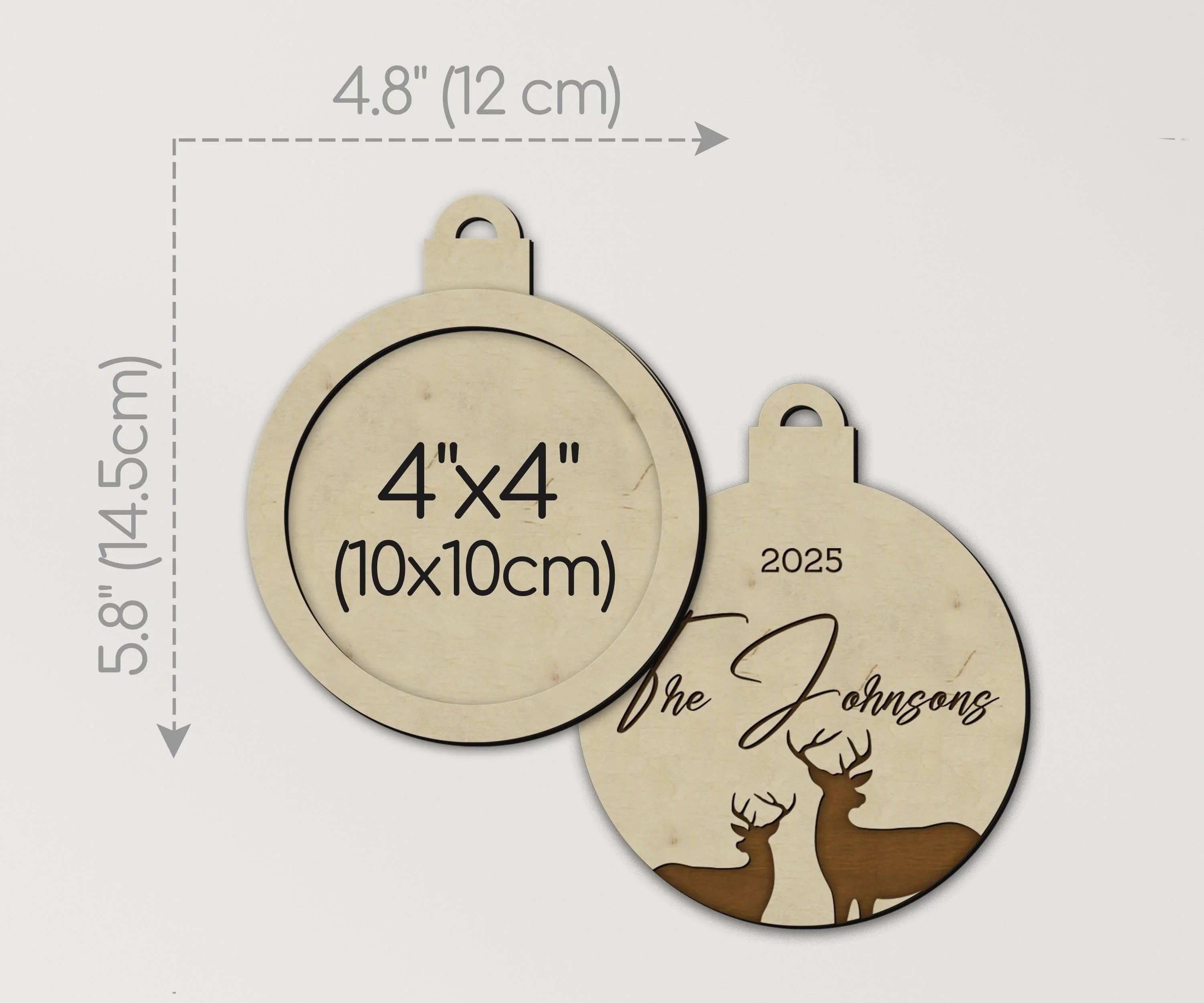 Personalized Christmas Tree Ornaments | Custom Engraved Text | Picture Frame - The Frame Depot