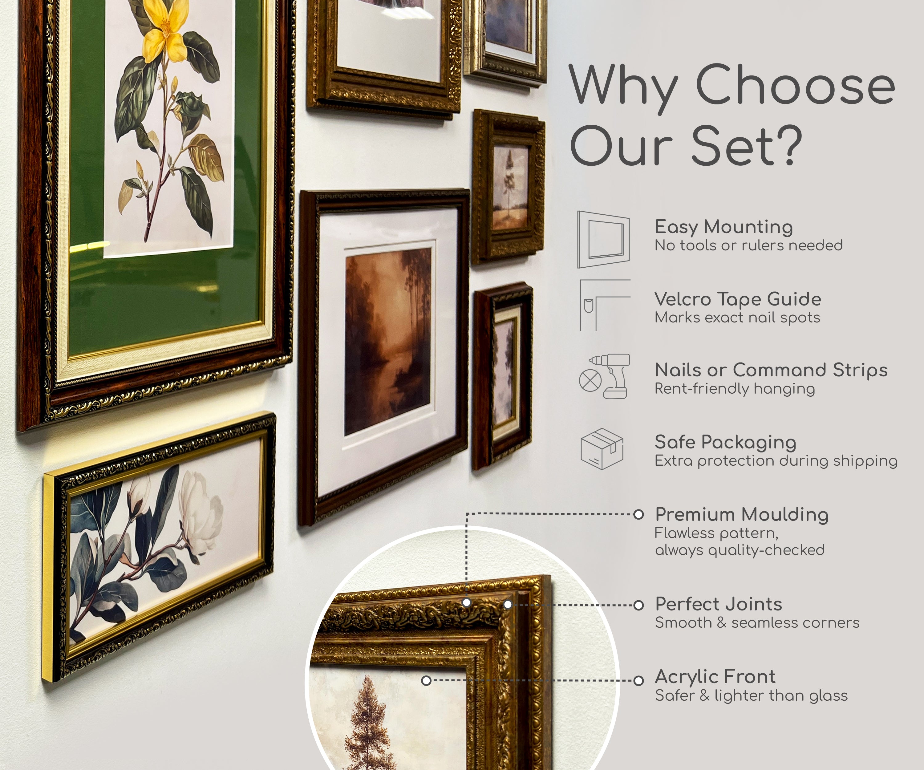Dark Ornate Gallery Wall Frames Set – Victorian-Inspired Picture Frames