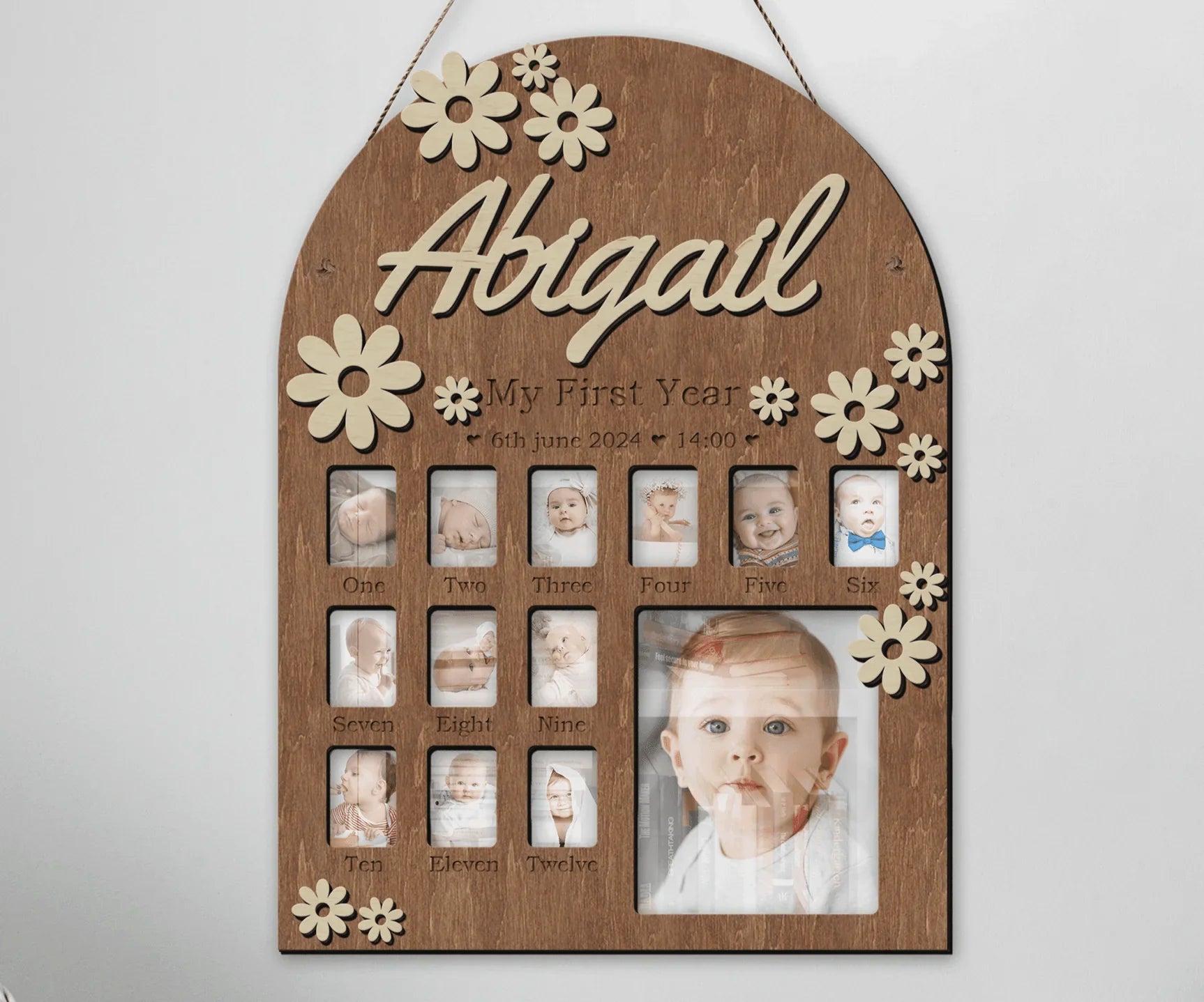Milestone Wooden Photo Collage | First Year Board | Baby Birthday - The Frame Depot