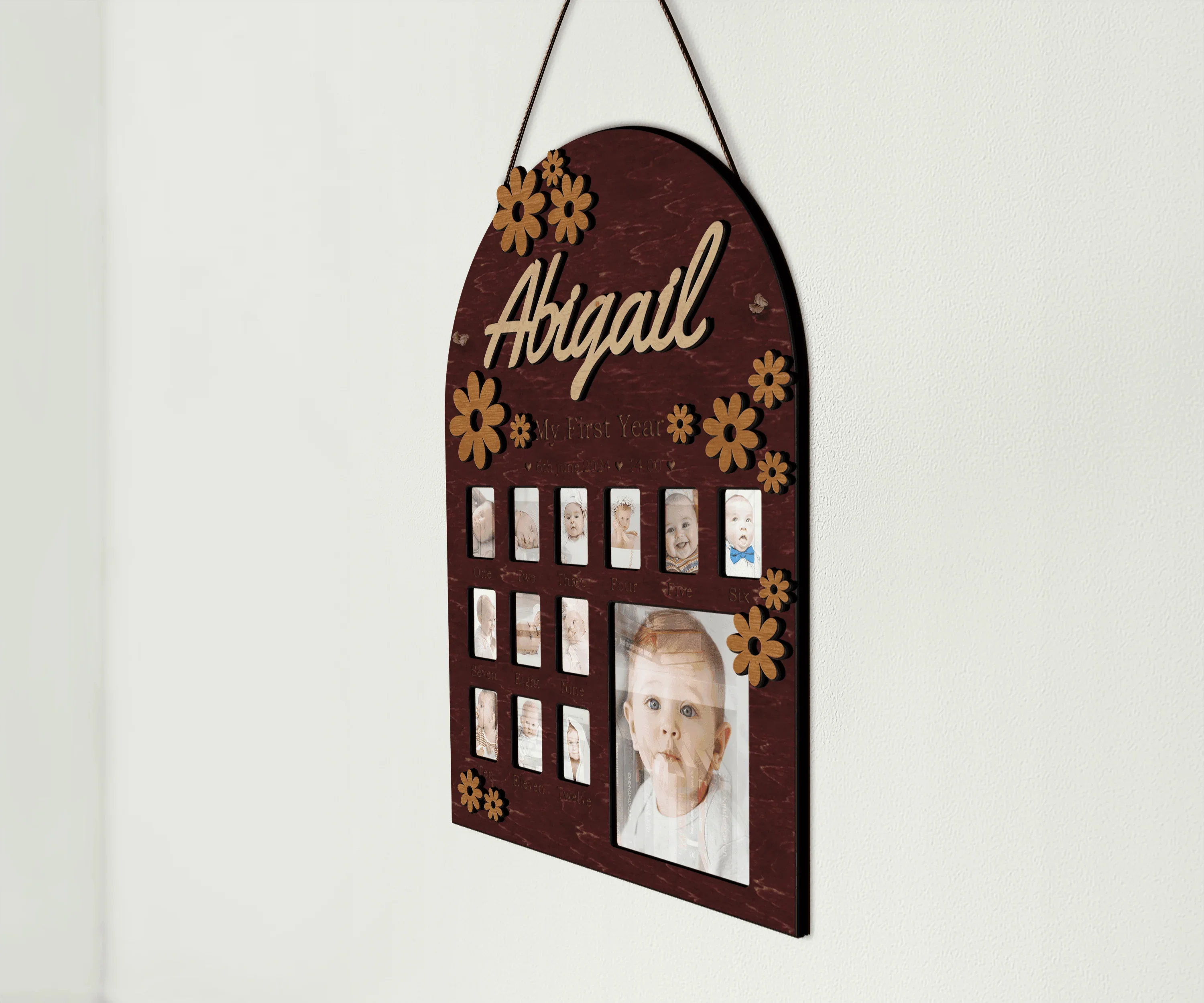 Milestone Wooden Photo Collage | First Year Board | Baby Birthday - The Frame Depot