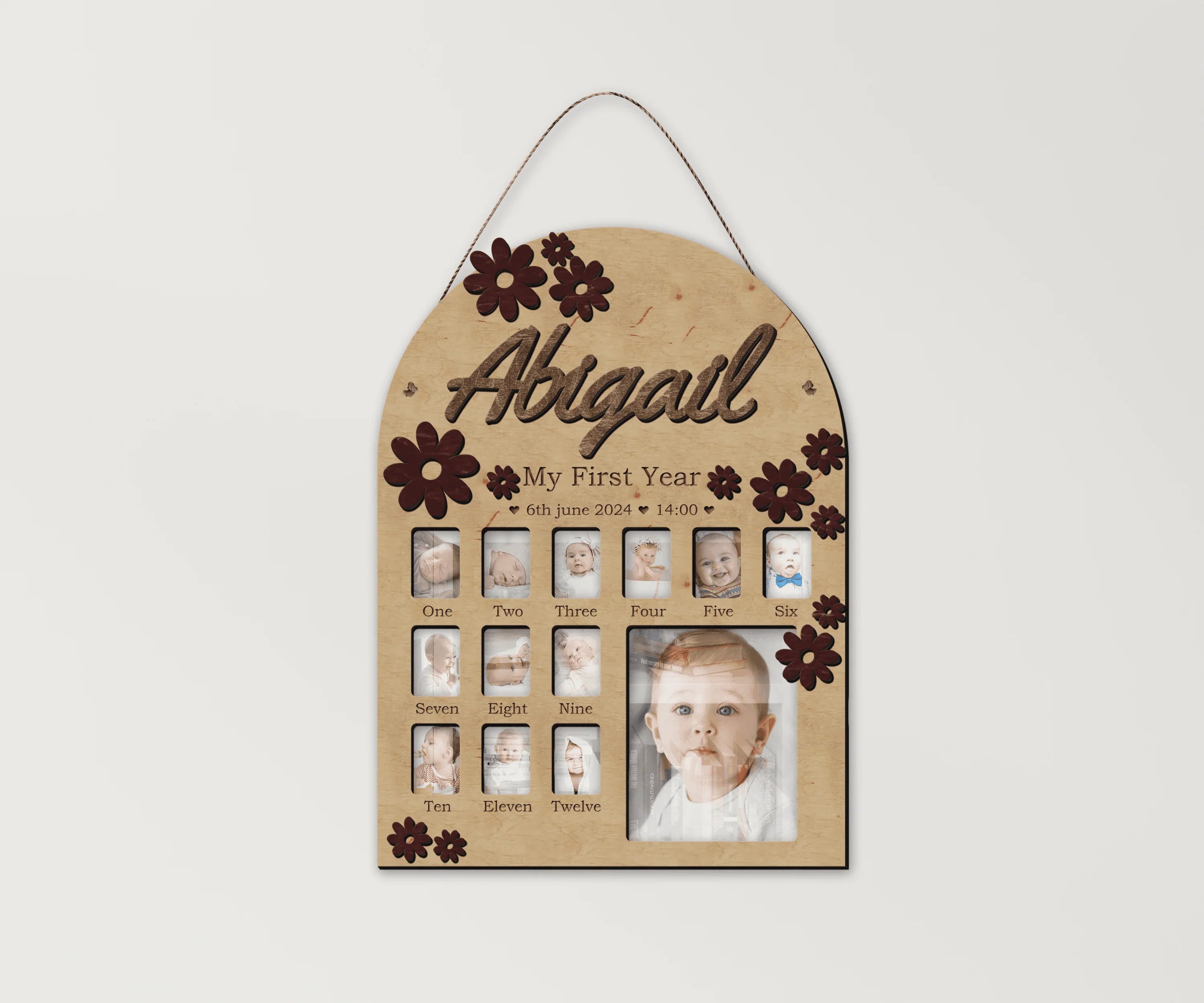Milestone Wooden Photo Collage | First Year Board | Baby Birthday - The Frame Depot