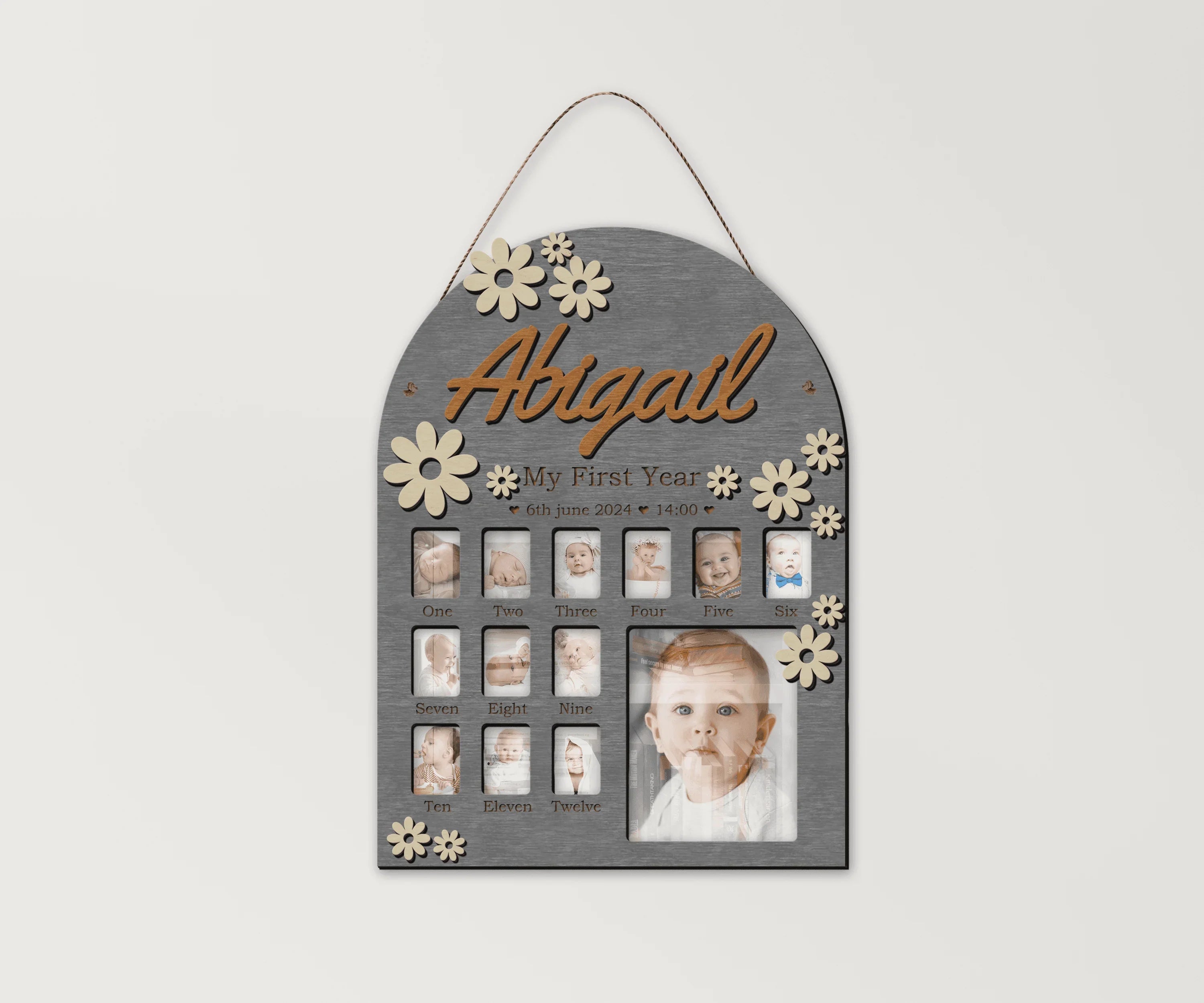 Milestone Wooden Photo Collage | First Year Board | Baby Birthday - The Frame Depot