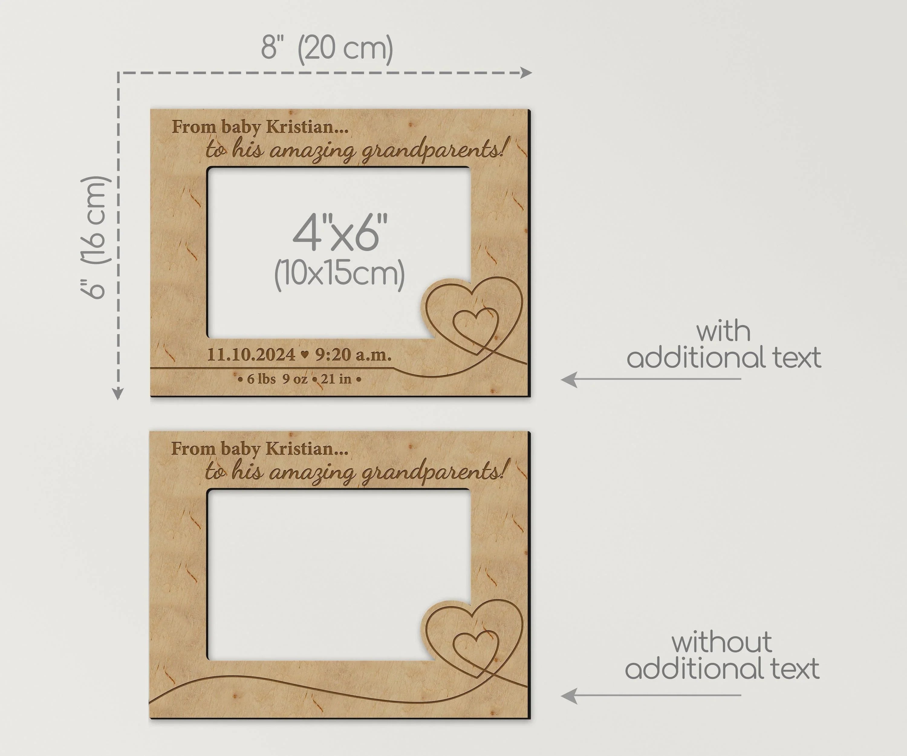 Newborn Baby Picture Frame | Engraved Birth Stats | Photo Frame Gift for Grandparents - The Frame Depot