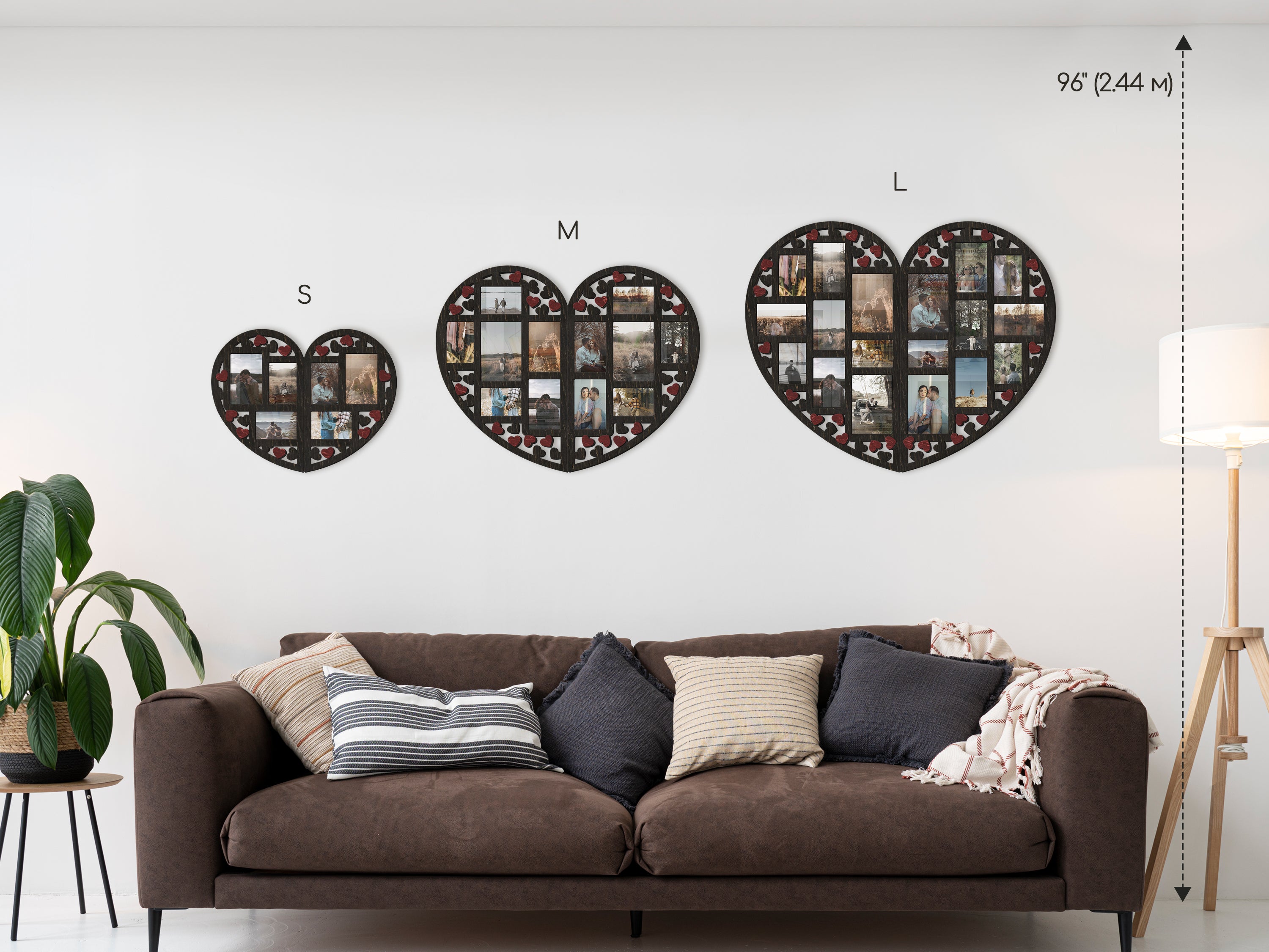 Personalized Heart Photo Collage – Wooden Couple Picture Frame for Love Story