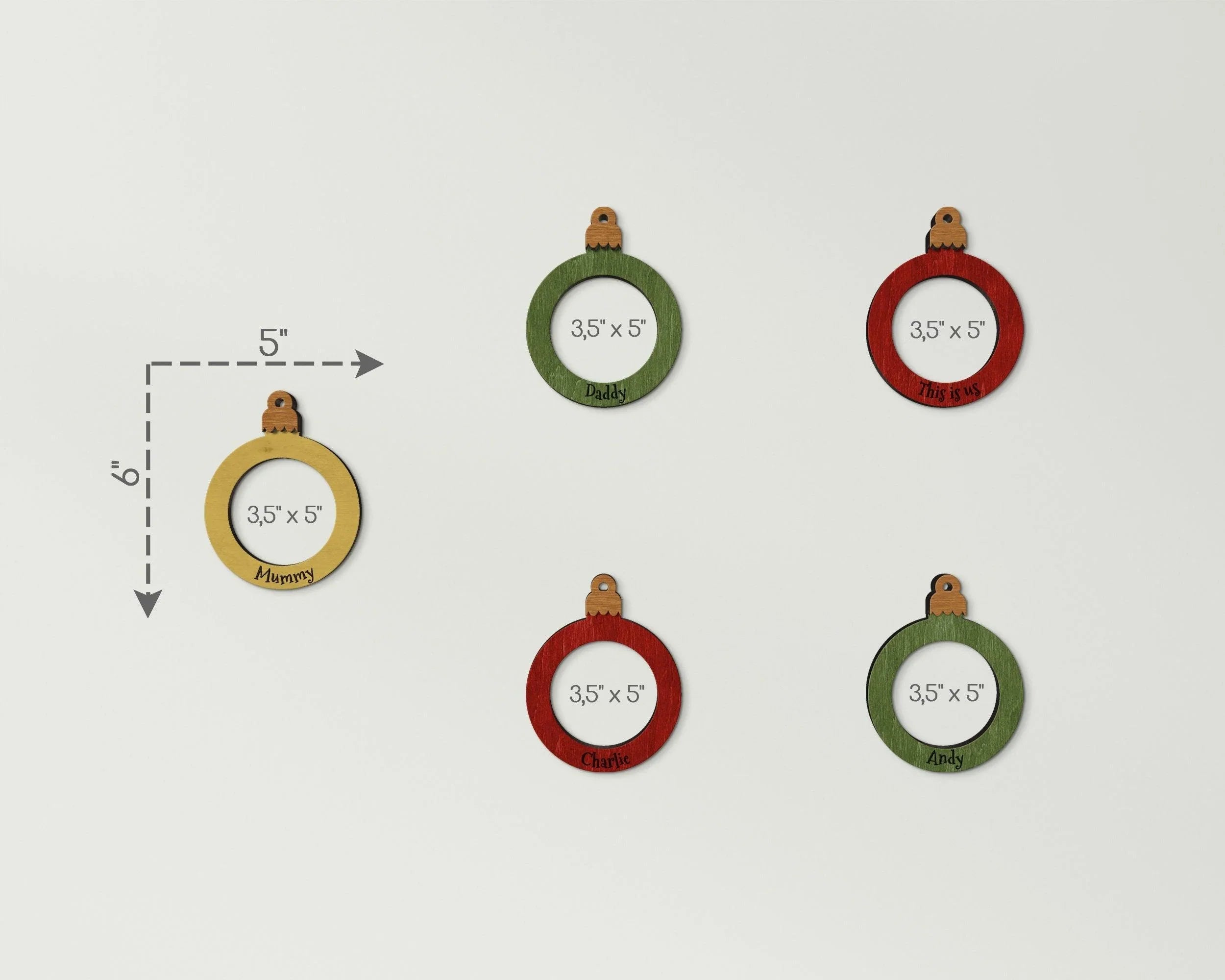 Personalized Christmas Tree Decor | Circular Wooden Picture Frame Ornaments - The Frame Depot