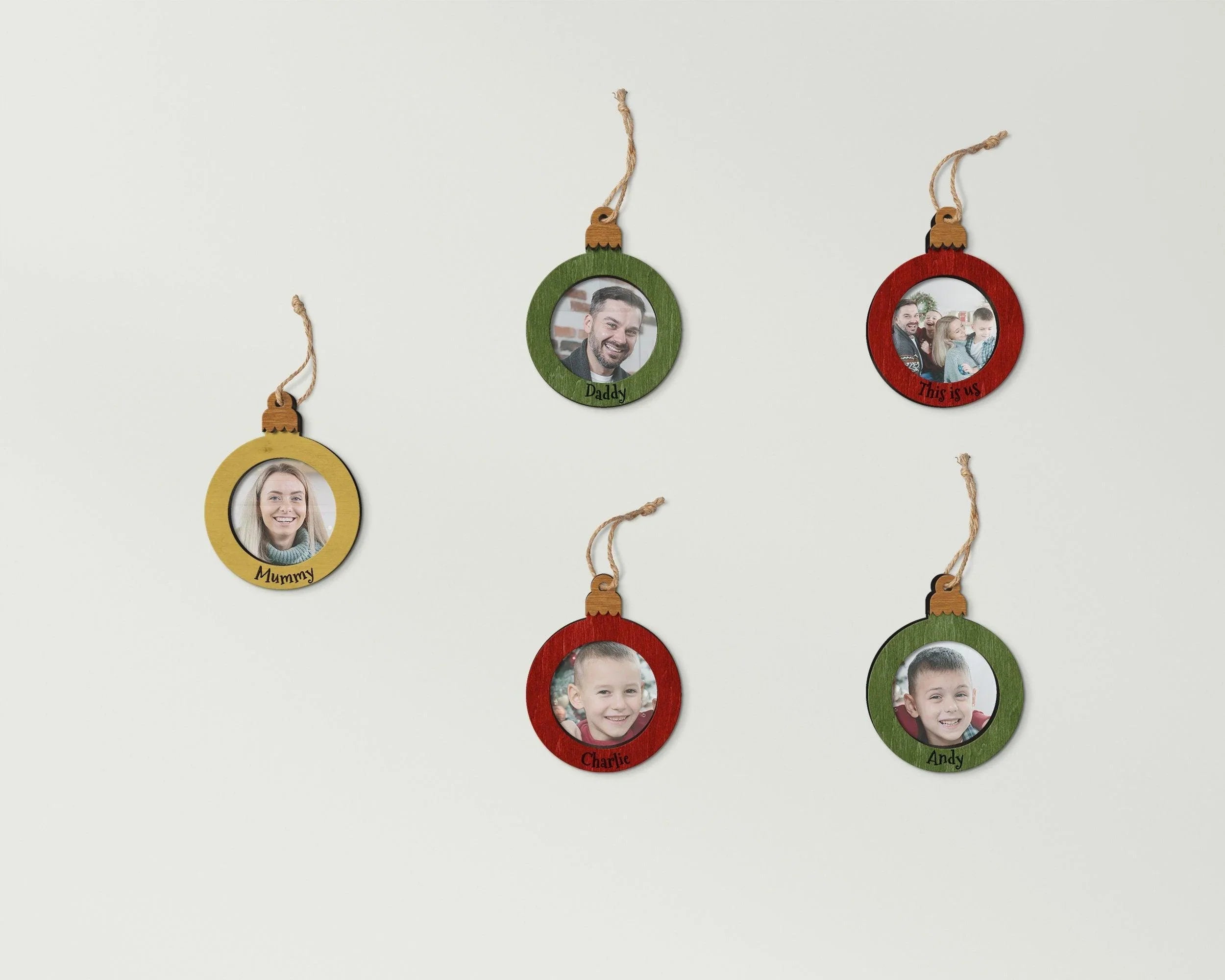 Personalized Christmas Tree Decor | Circular Wooden Picture Frame Ornaments - The Frame Depot