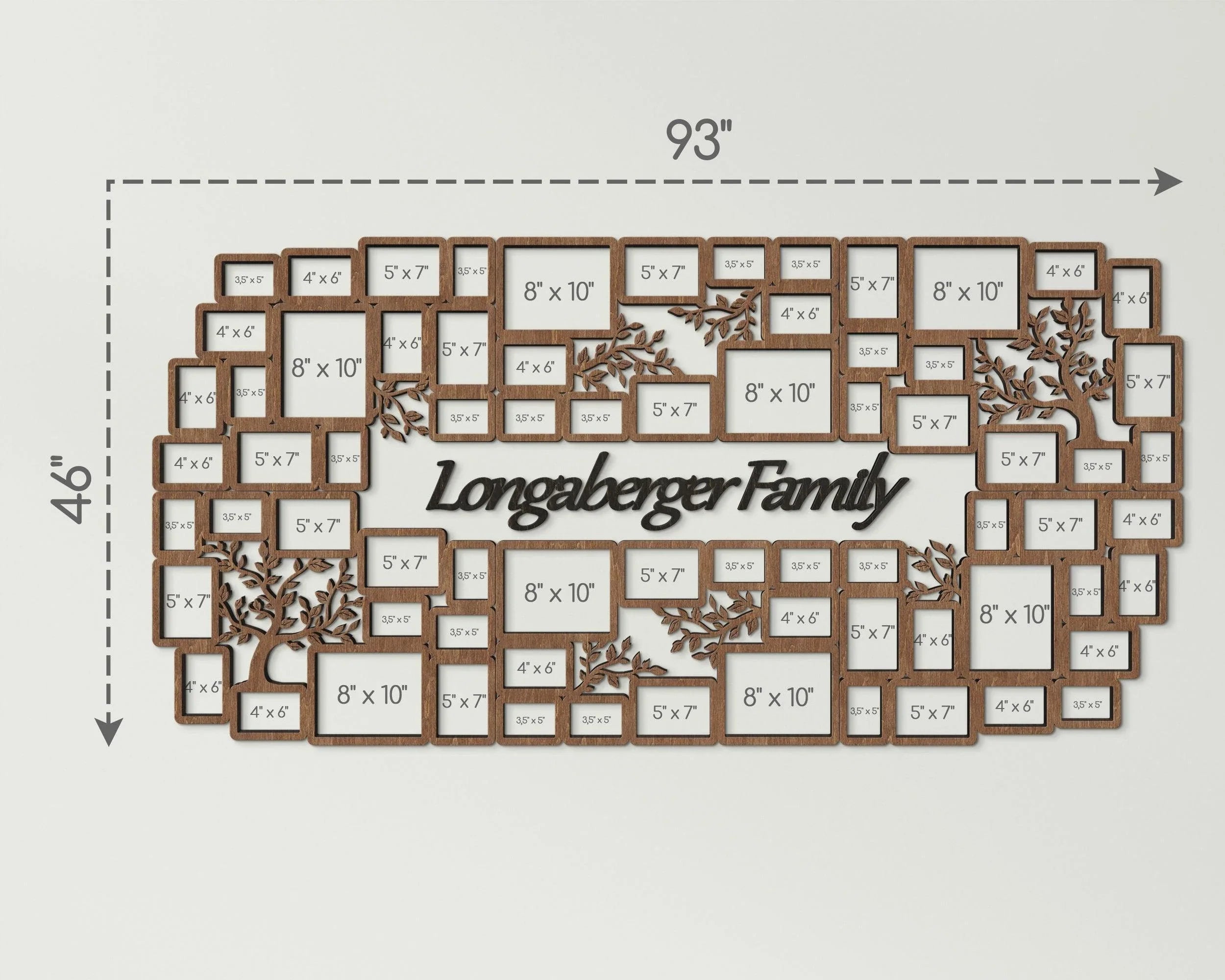 Personalized wooden picture frame collage XXXL wall centerpiece Large wall photo art Custom text Living room decor Family tree photo frame - The Frame Depot