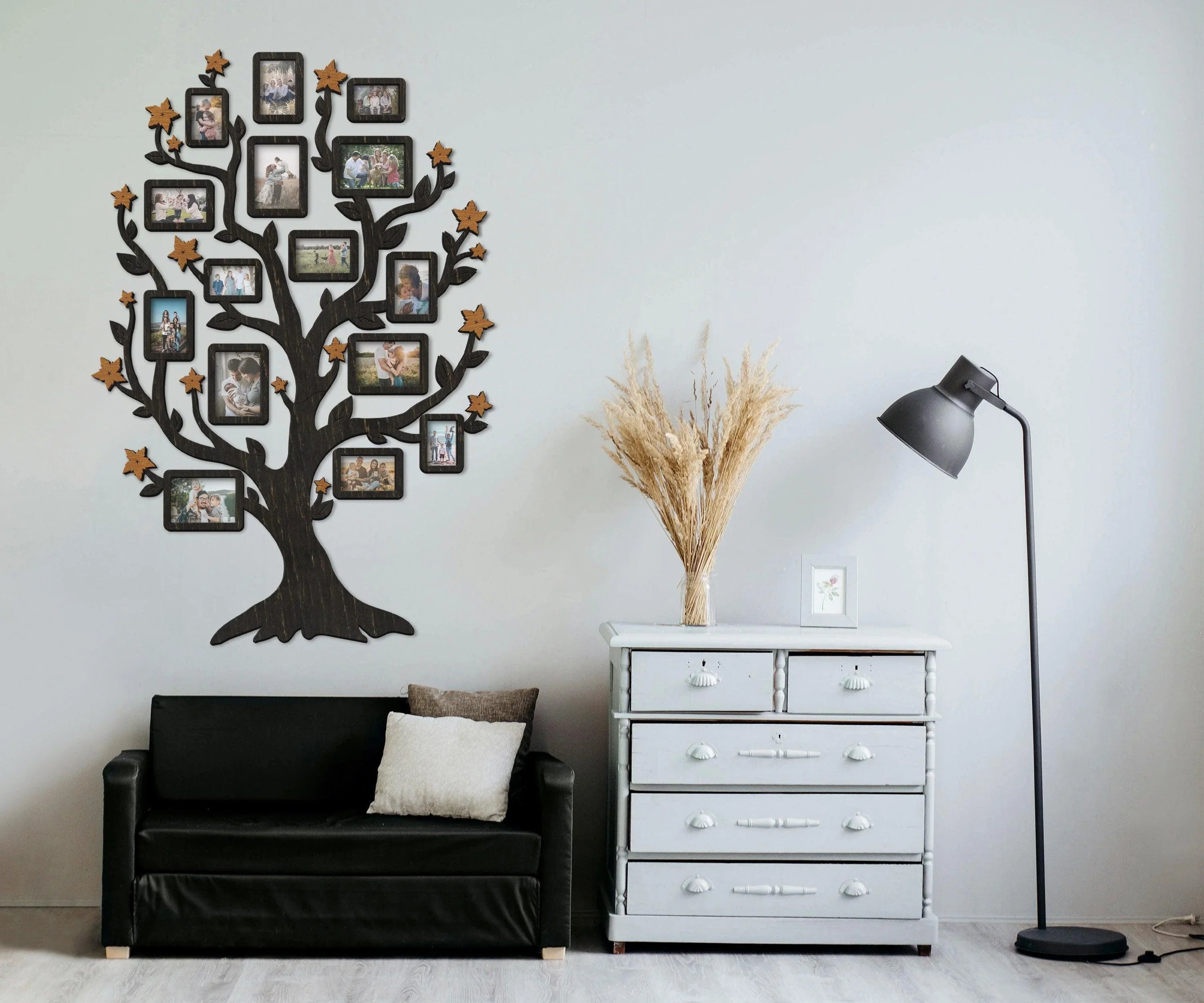 Wooden Family Tree Picture Collage | Photo collage with butterflies - The Frame Depot