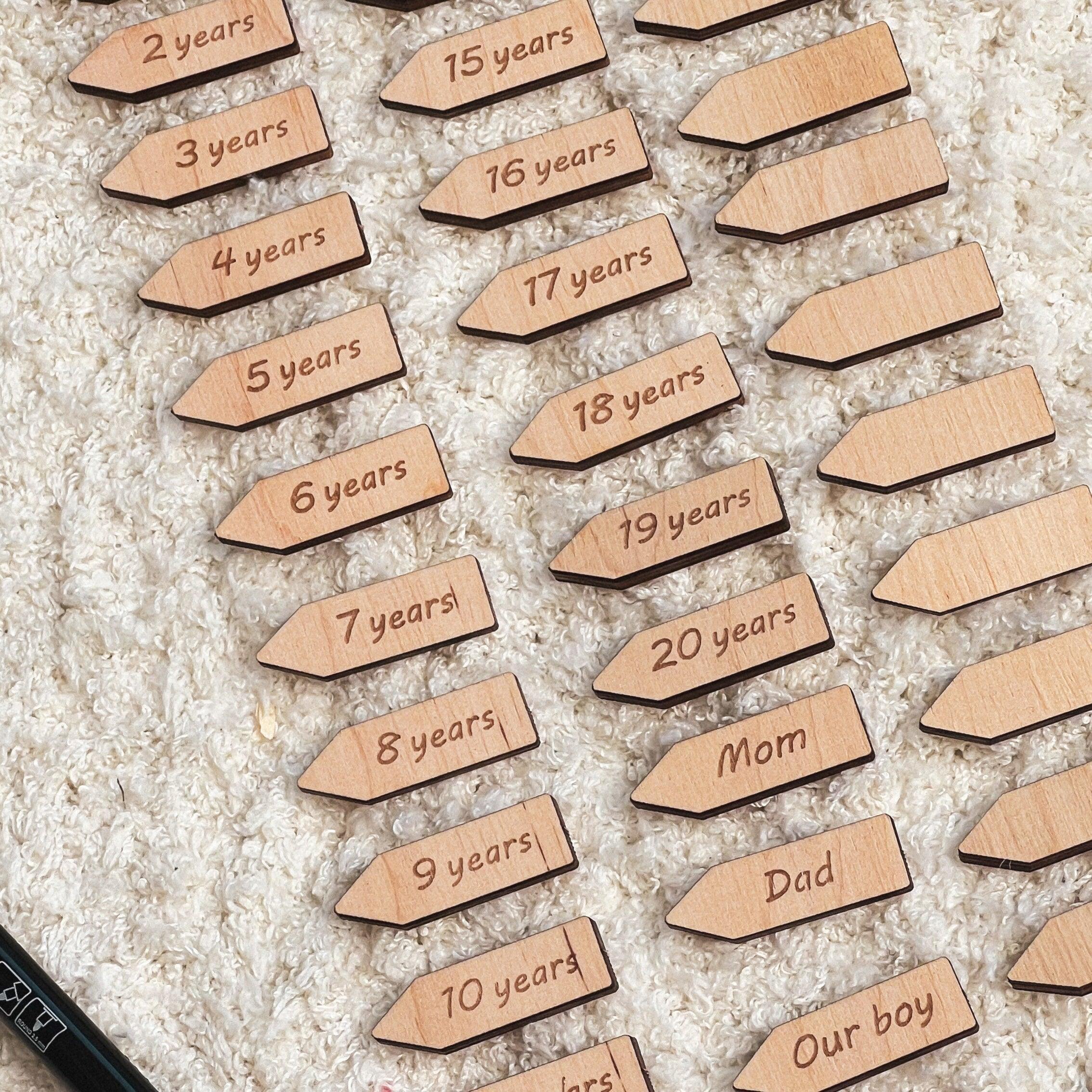 Sticker Set for Growth Chart Ruler | Wooden tags - The Frame Depot