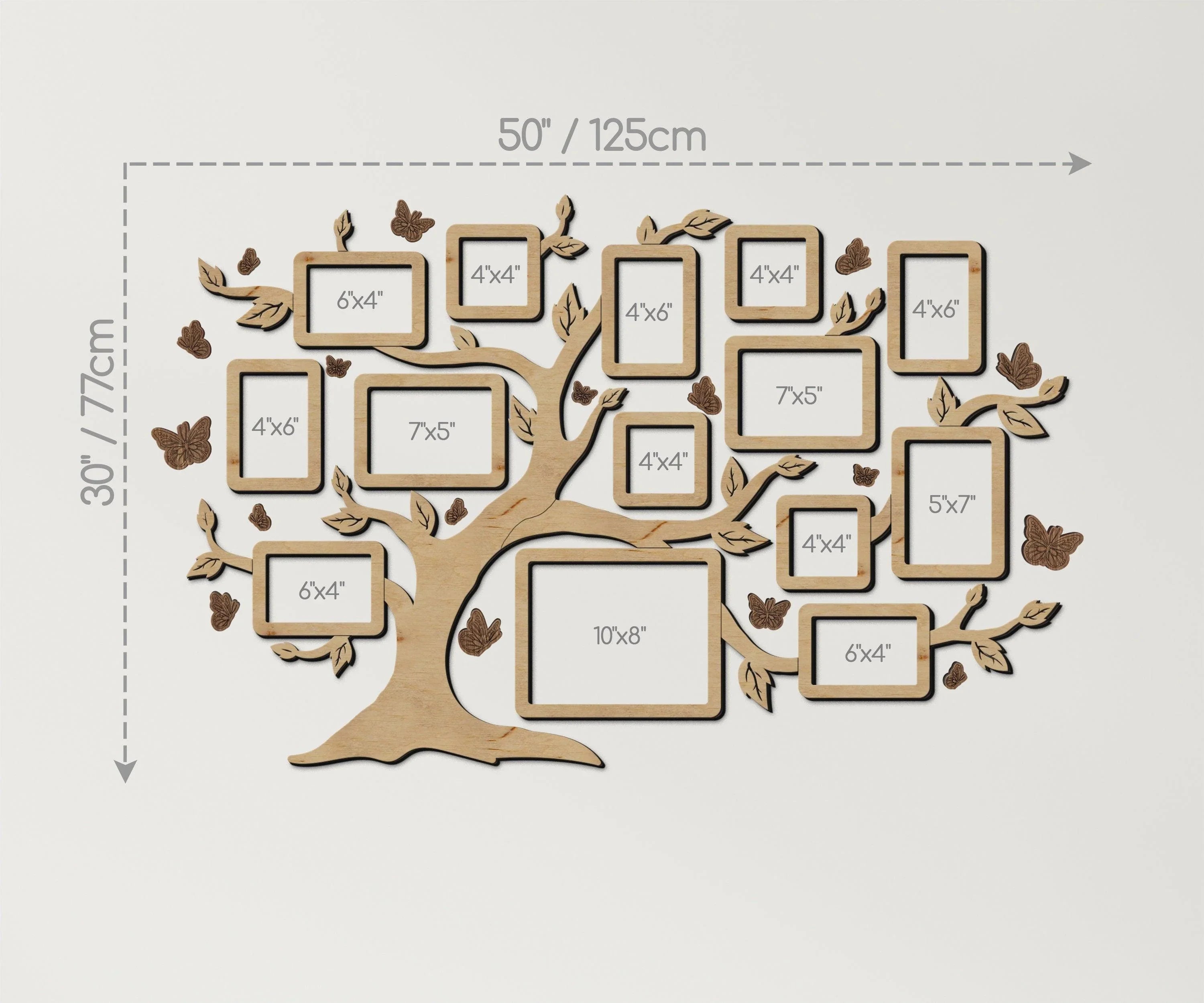 Personalized Family Tree with Butterfly | Photo Frame Collage - The Frame Depot