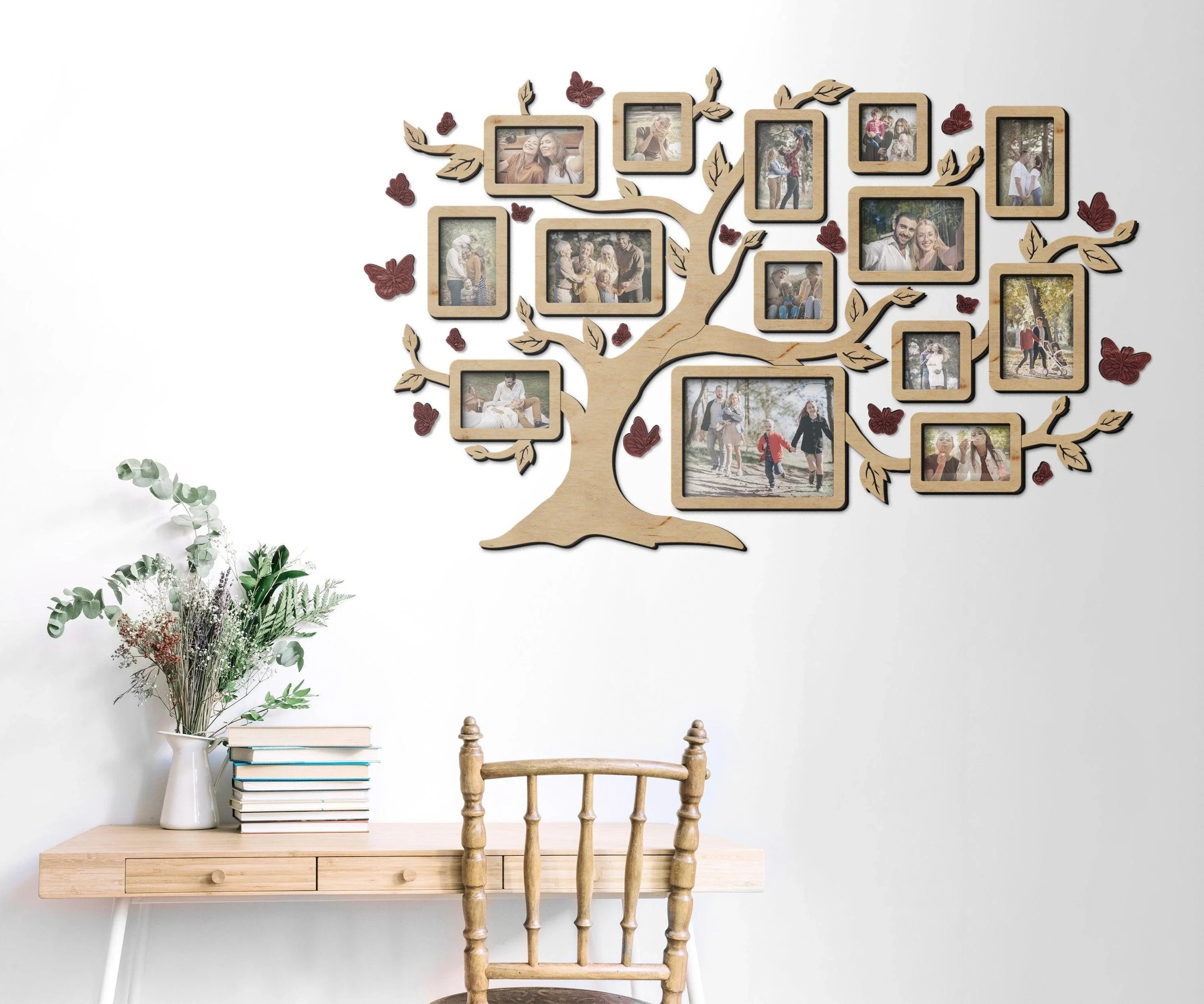 Personalized Family Tree with Butterfly | Photo Frame Collage - The Frame Depot