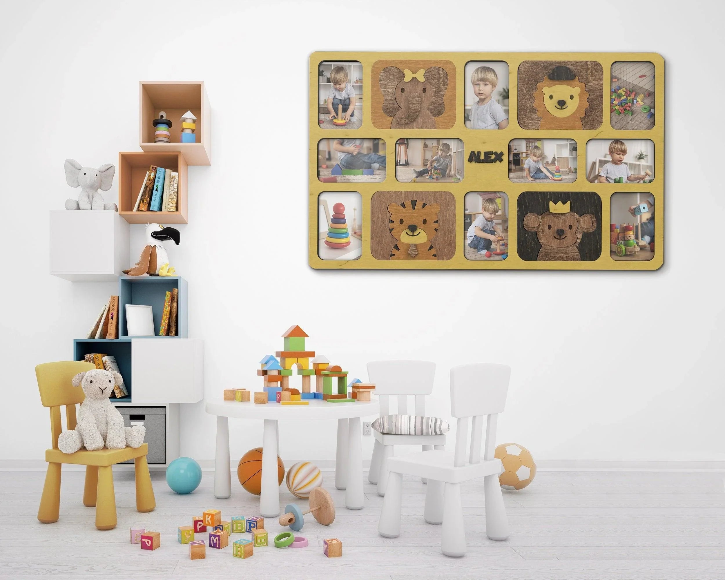 Personalized playroom collage | Photo frame with animals - The Frame Depot