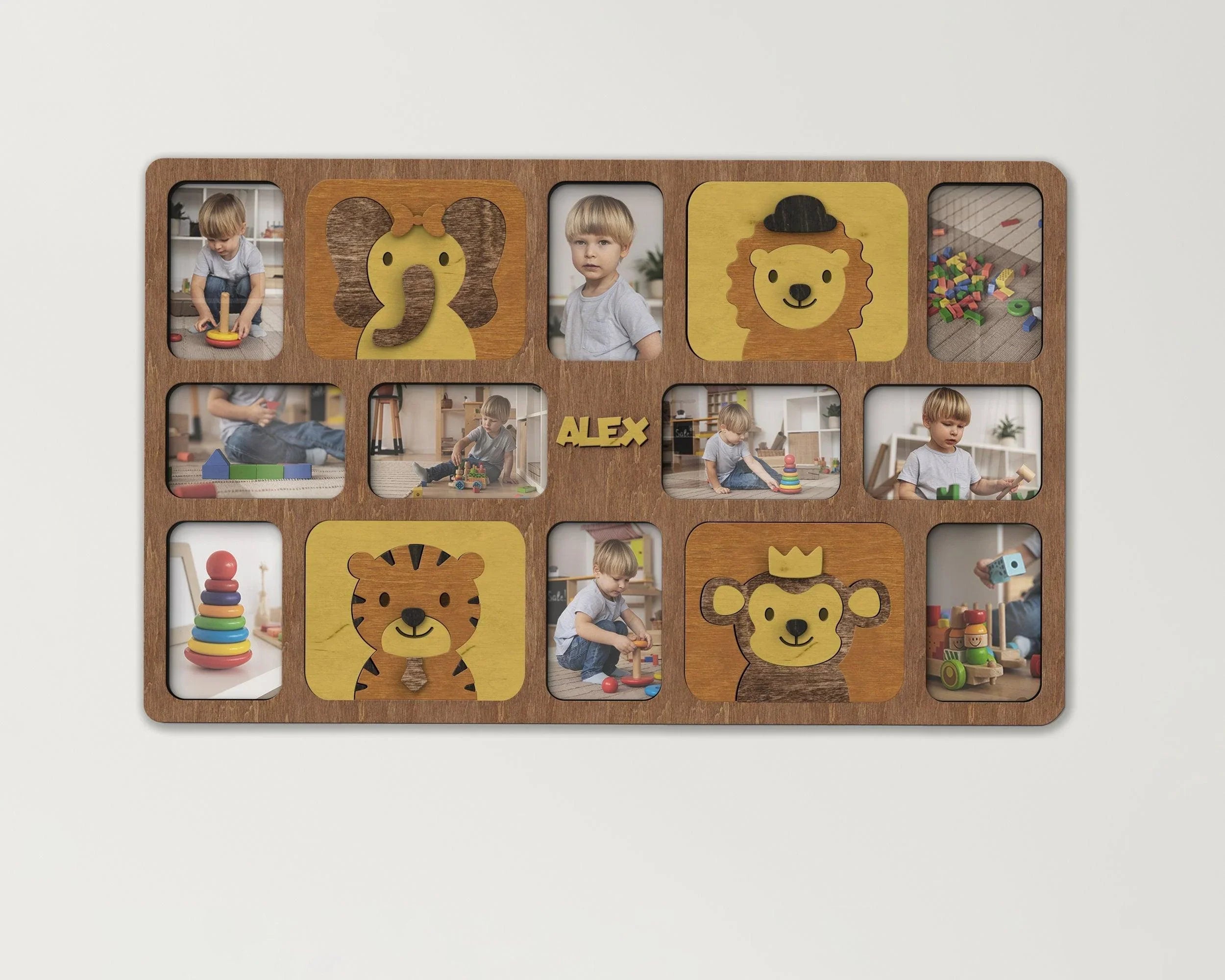 Personalized playroom collage | Photo frame with animals - The Frame Depot