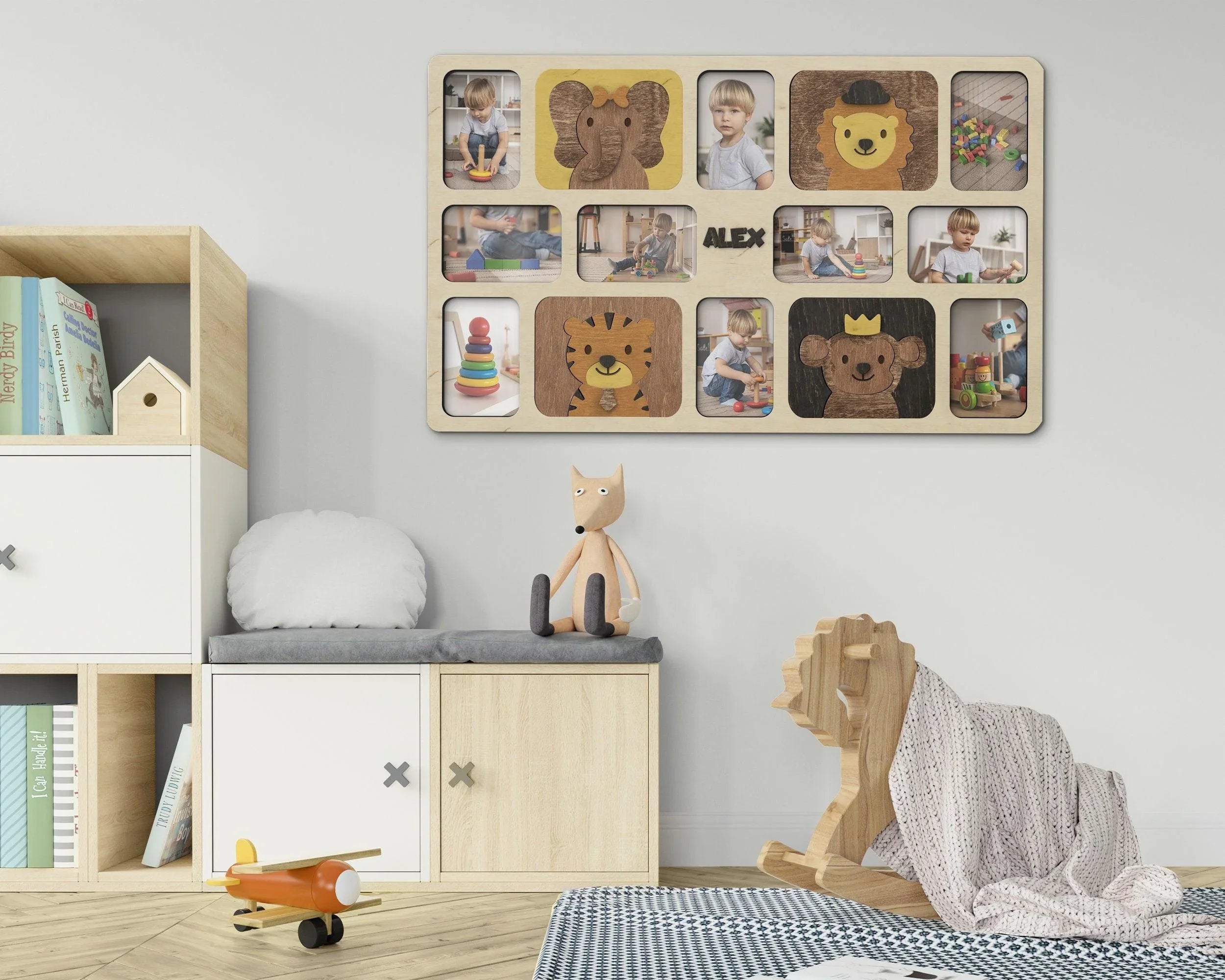 Personalized playroom collage | Photo frame with animals - The Frame Depot