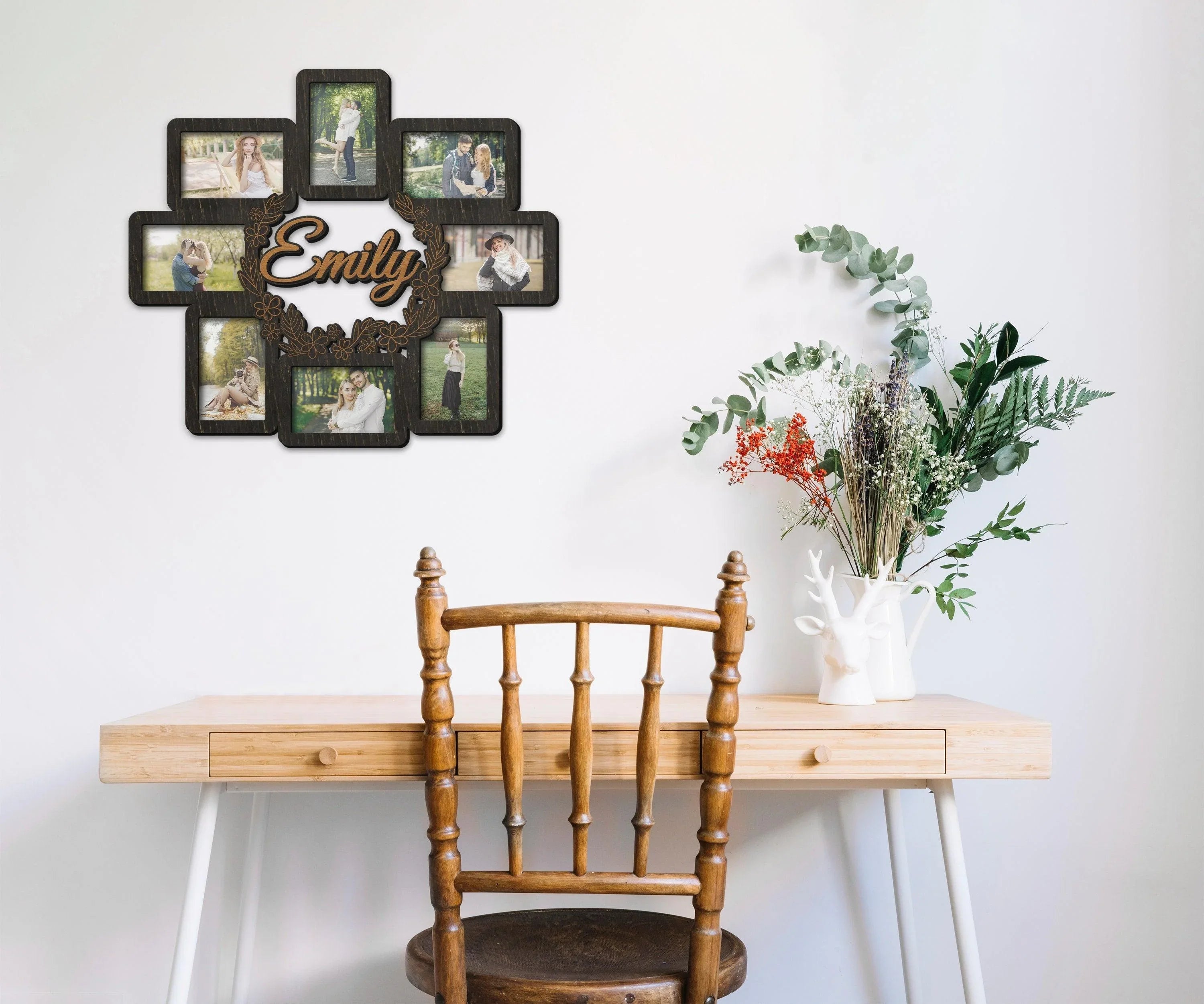 Custom Flower Picture Frame | Floral Wreath Wooden Collage Frames - The Frame Depot