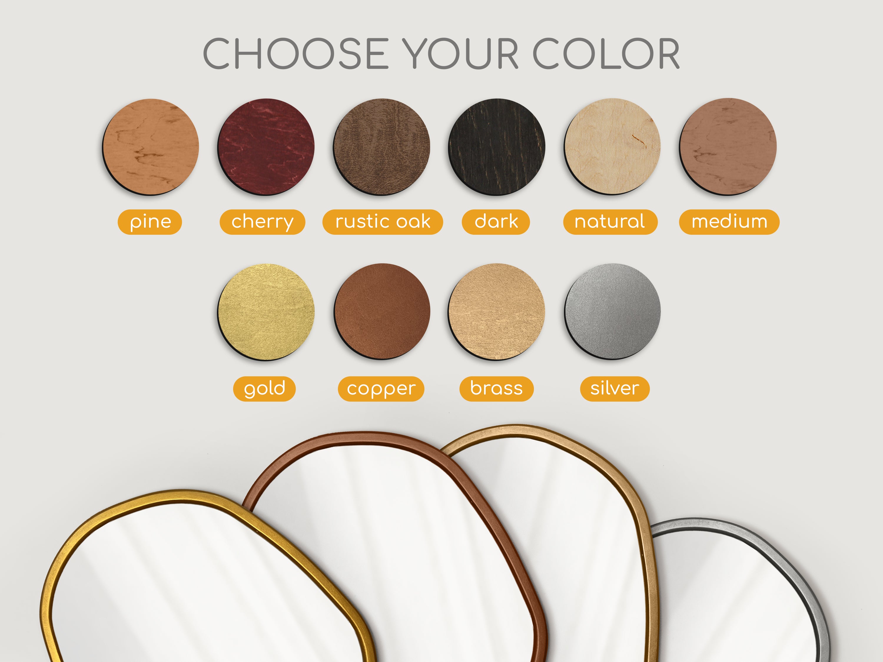 Miroir à cadre en bois de forme organique