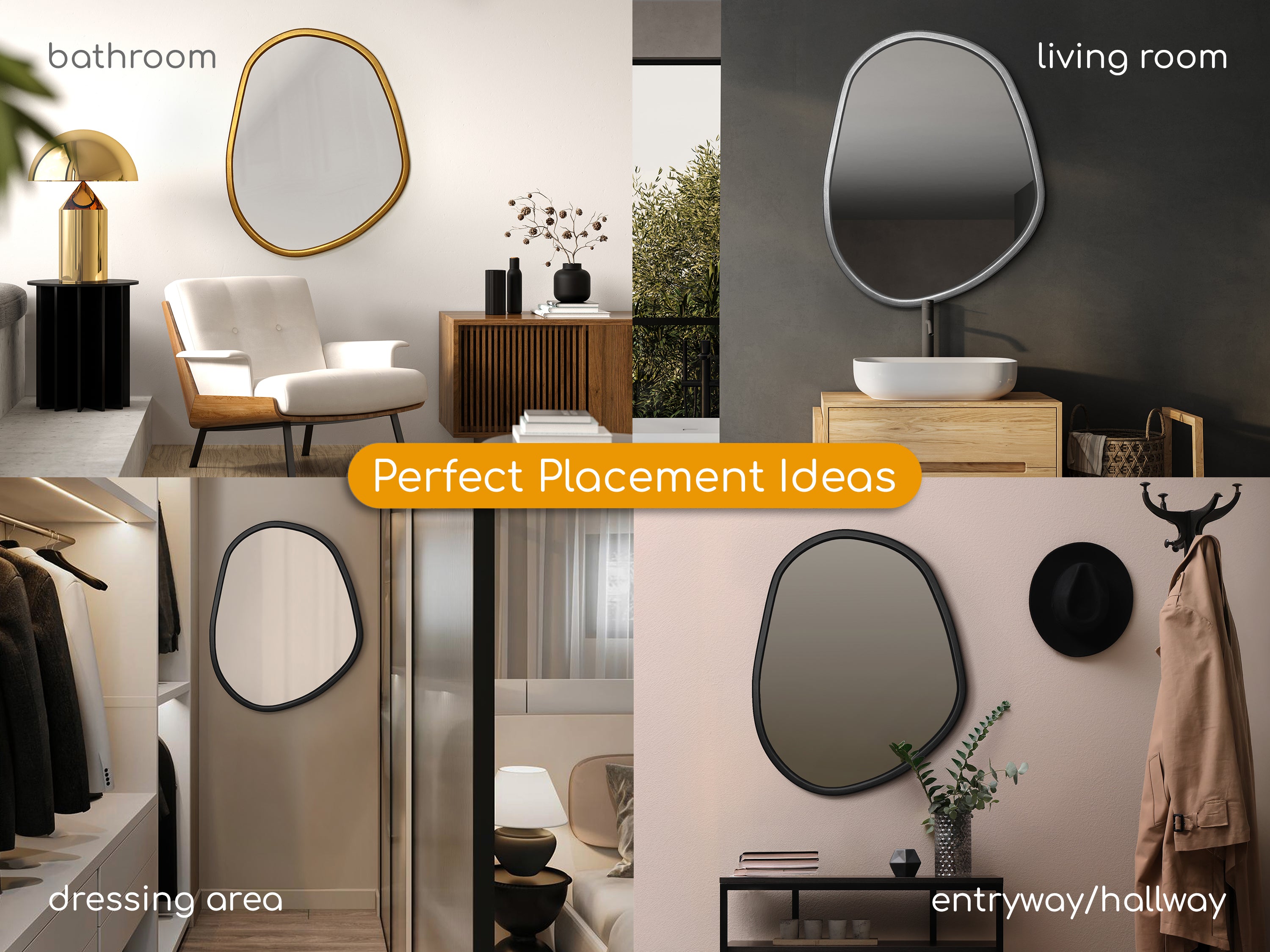 Miroir à cadre en bois de forme organique