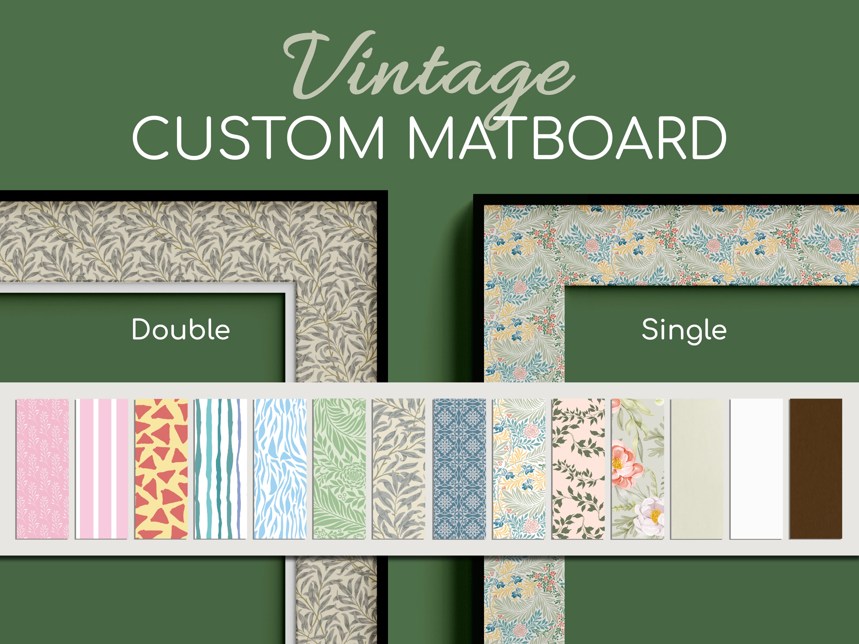Vintage Photo Frame Mat Board – Custom Sizing, Single or Double Matting