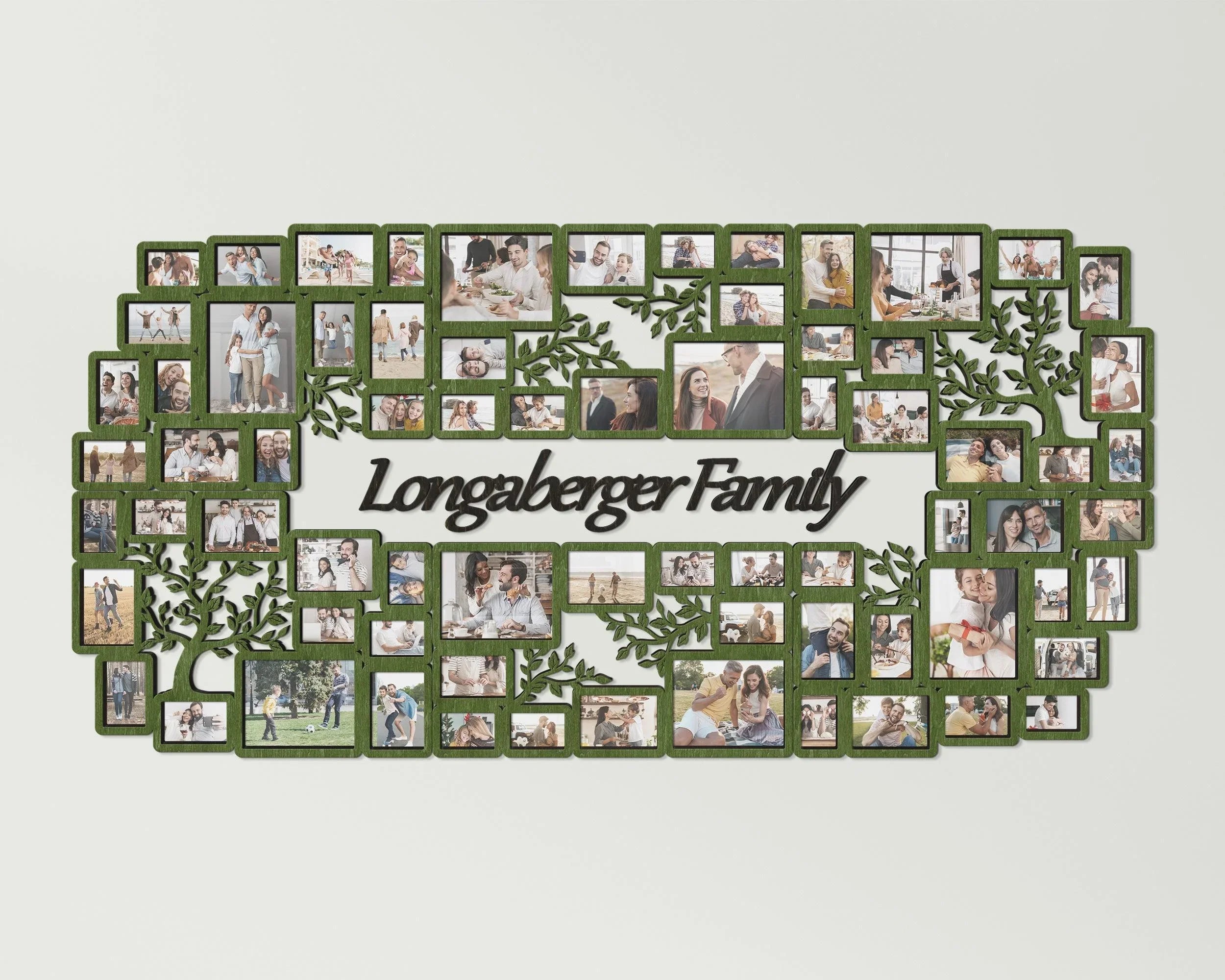 Personalized wooden picture frame collage XXXL wall centerpiece Large wall photo art Custom text Living room decor Family tree photo frame - The Frame Depot