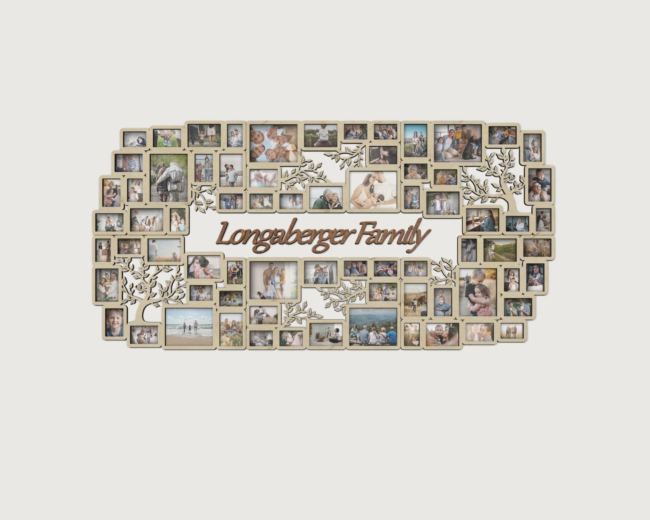 Personalized wooden picture frame collage XXXL wall centerpiece Large wall photo art Custom text Living room decor Family tree photo frame - The Frame Depot
