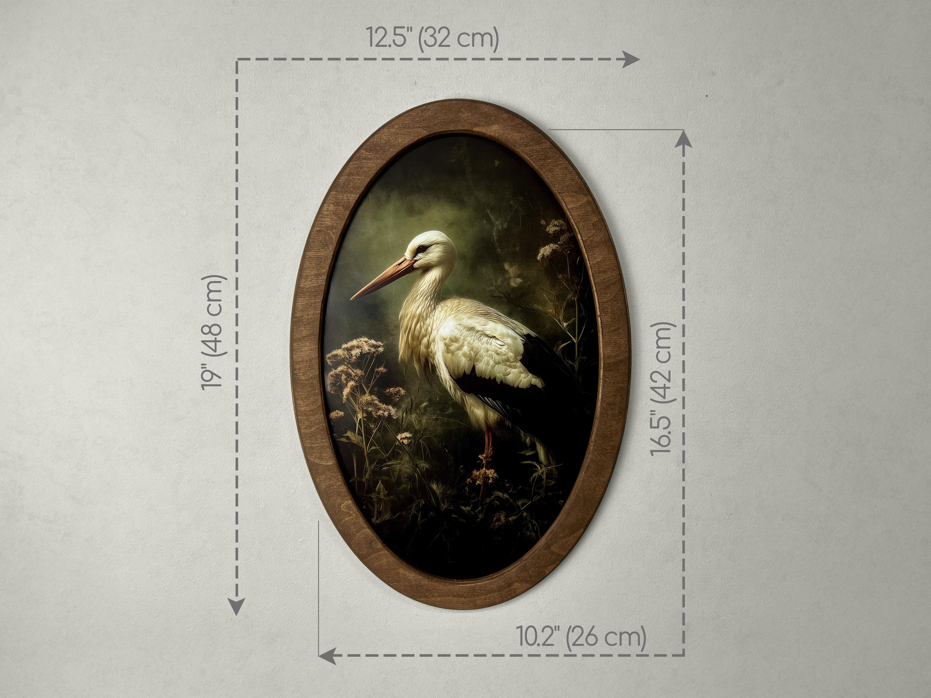 Vintage Animal Portrait Wall Art | Gothic Oval Wooden Frame Set
