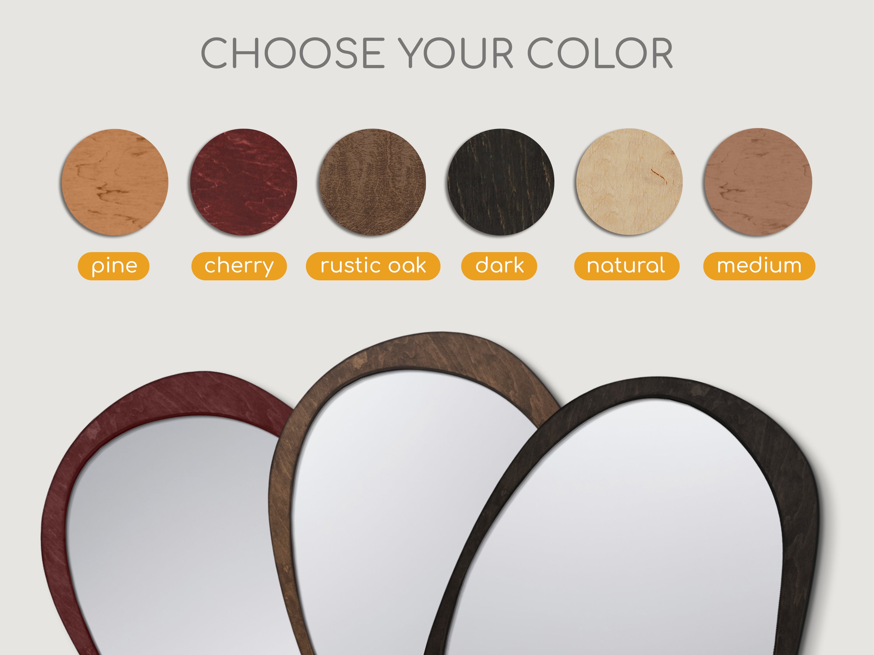 Miroir asymétrique avec cadre en bois